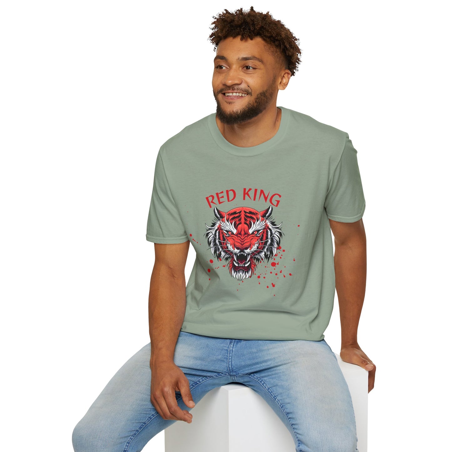 Fierce Red King Tiger T-Shirt, Bold Graphic Tee, Unisex Apparel, Streetwear Style, Gift for Animal Lovers