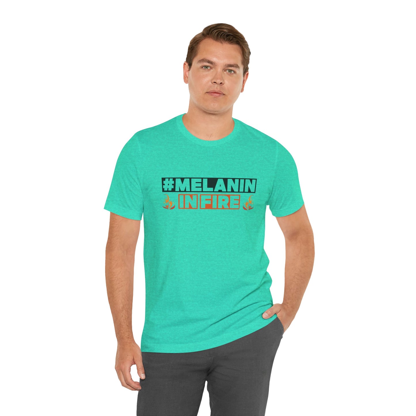 #MELANIN IN FIRE Tee - Empowering Unisex Jersey Short Sleeve, Black History Month, Gift for Friends, Pride Apparel, Urban Fashion