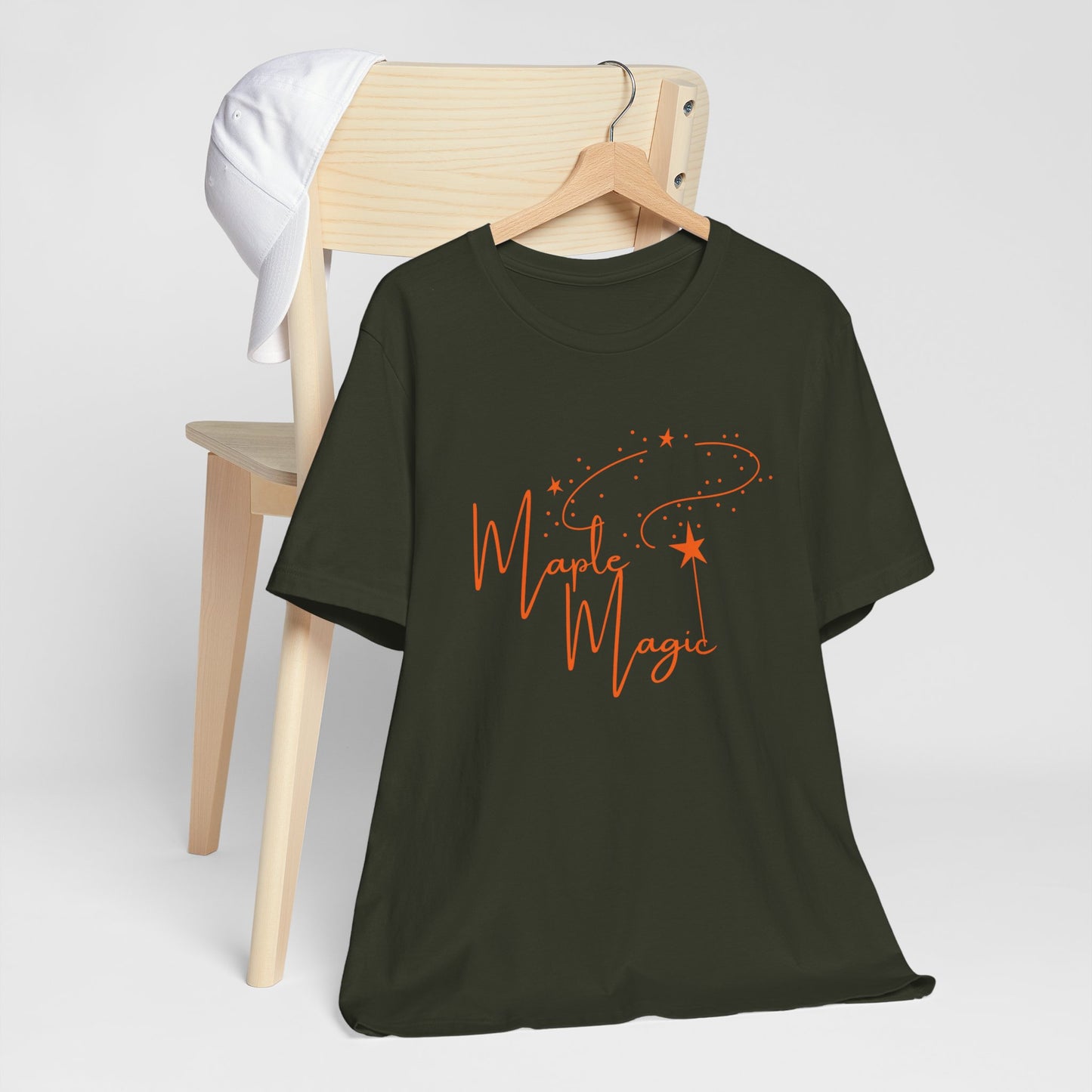 Maple Magic Unisex Tee, Cute Graphic Shirt, Fall Apparel, Seasonal Gift, Nature Lover T-Shirt, Cozy Vibes Fashion