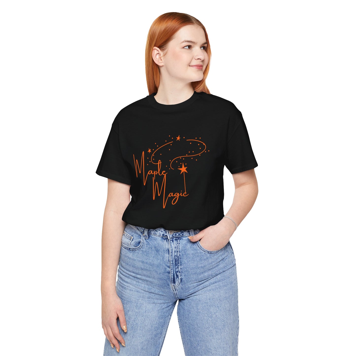 Maple Magic Unisex Tee, Cute Graphic Shirt, Fall Apparel, Seasonal Gift, Nature Lover T-Shirt, Cozy Vibes Fashion