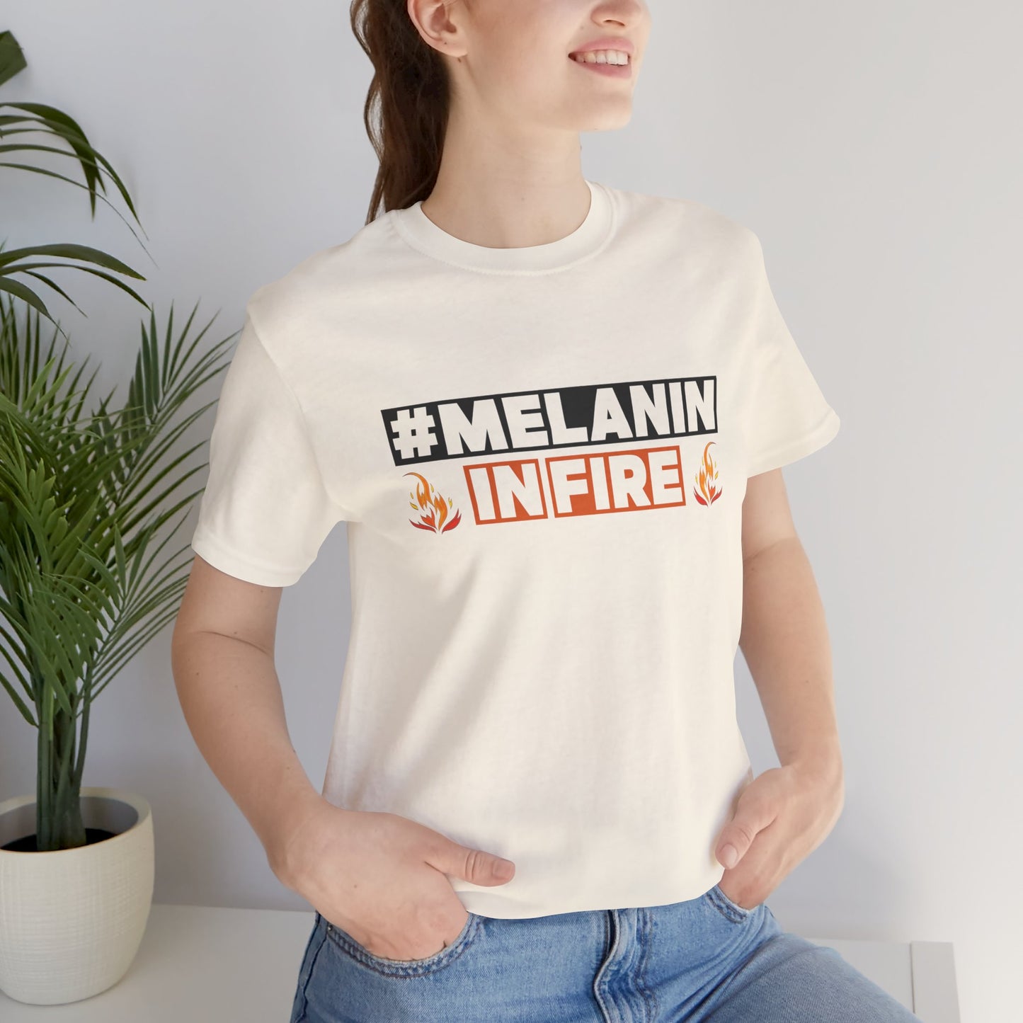 #MELANIN IN FIRE Tee - Empowering Unisex Jersey Short Sleeve, Black History Month, Gift for Friends, Pride Apparel, Urban Fashion
