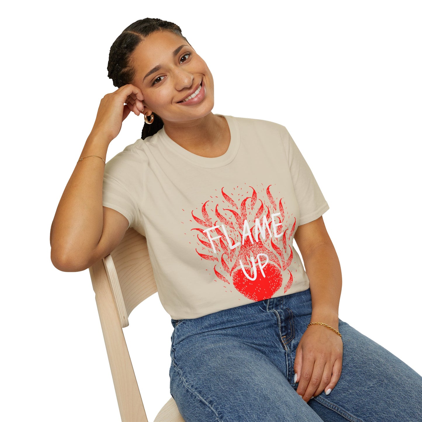 Fiery Motivation Unisex T-Shirt, Flame Up Graphic Tee, Gift for Fitness Lovers, Workout Apparel, Casual Wear