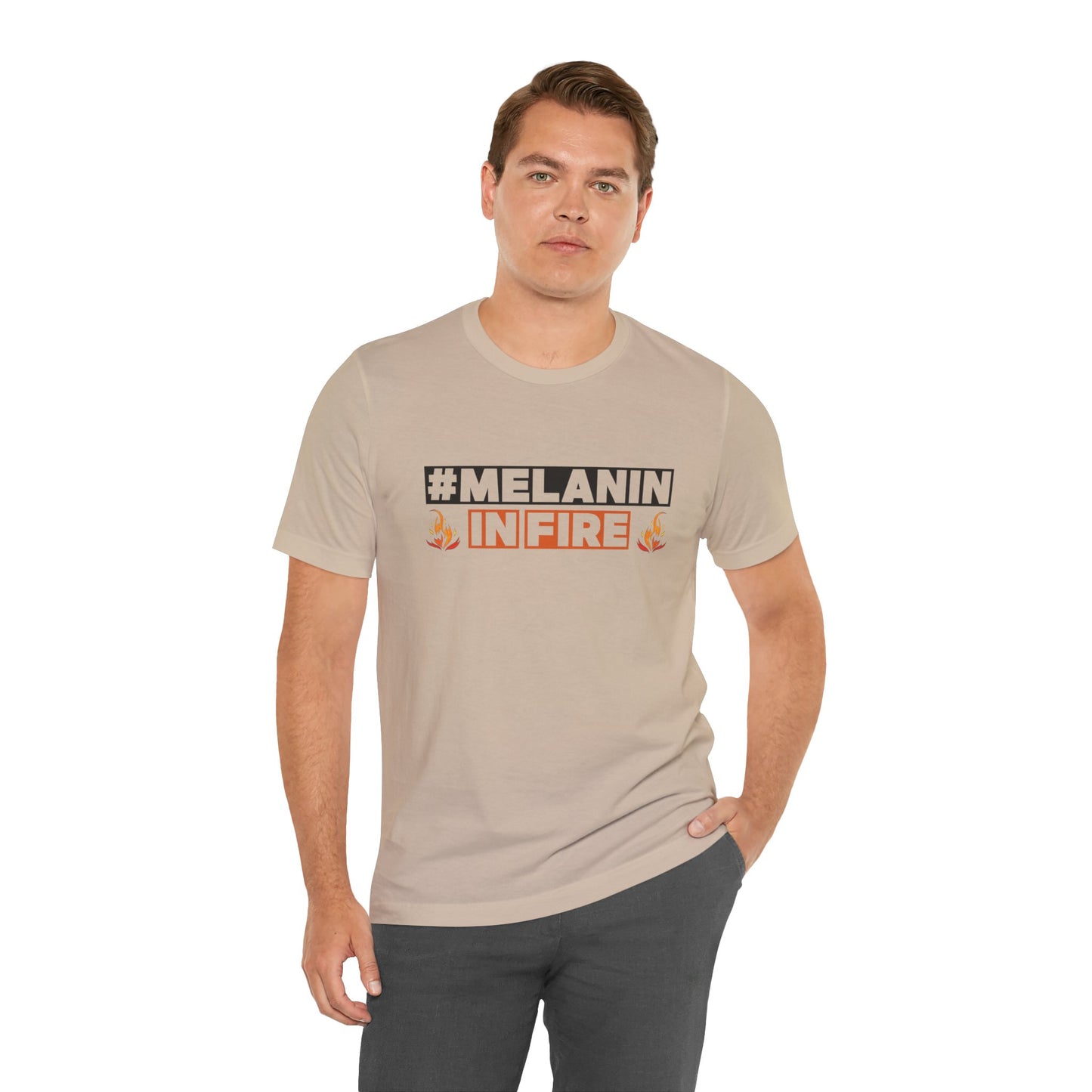 #MELANIN IN FIRE Tee - Empowering Unisex Jersey Short Sleeve, Black History Month, Gift for Friends, Pride Apparel, Urban Fashion
