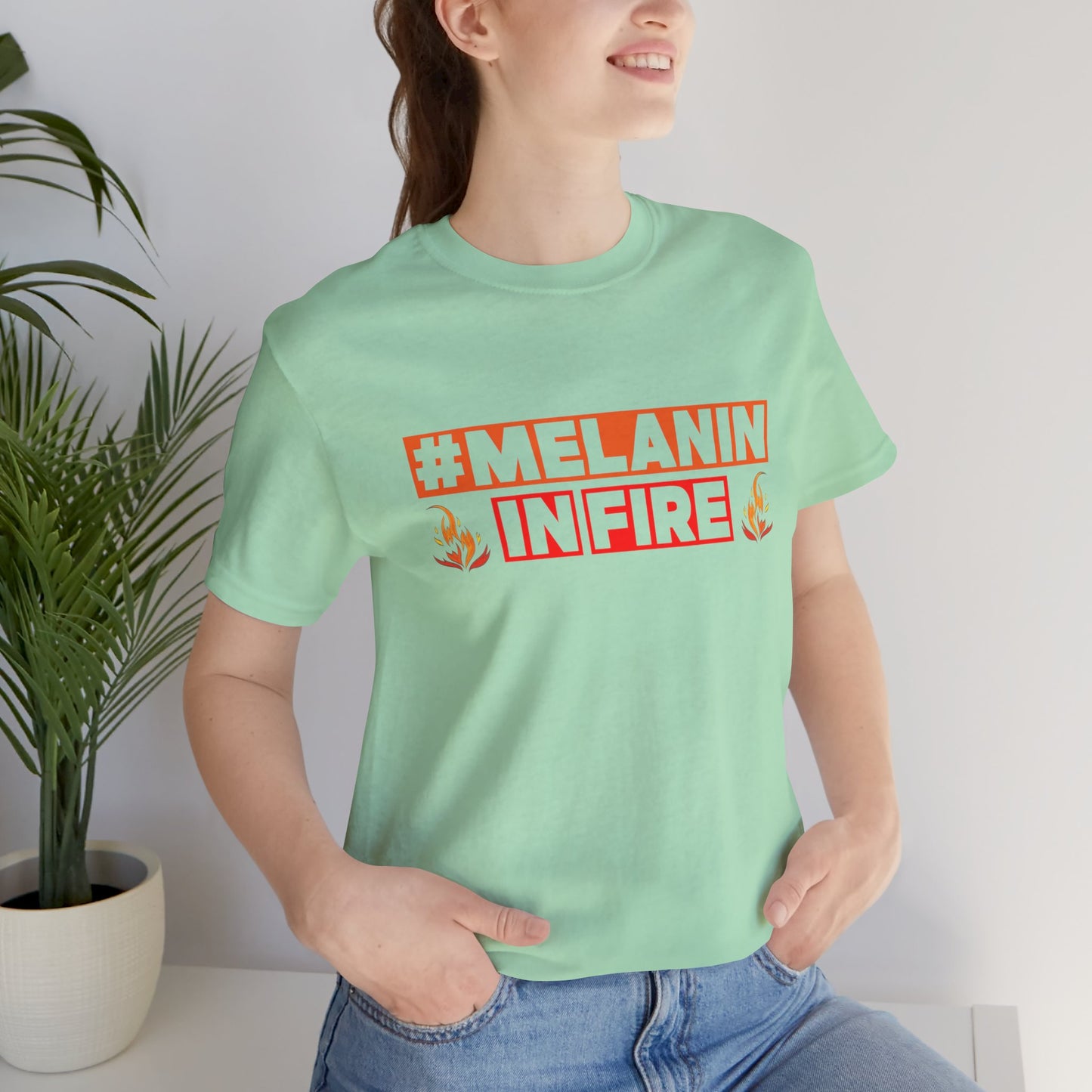 #MELANIN IN FIRE Unisex Jersey Tee, Summer Fashion, Afrocentric Shirt, Gift for Her, All-Occasion Top, Urban Lifestyle Wear