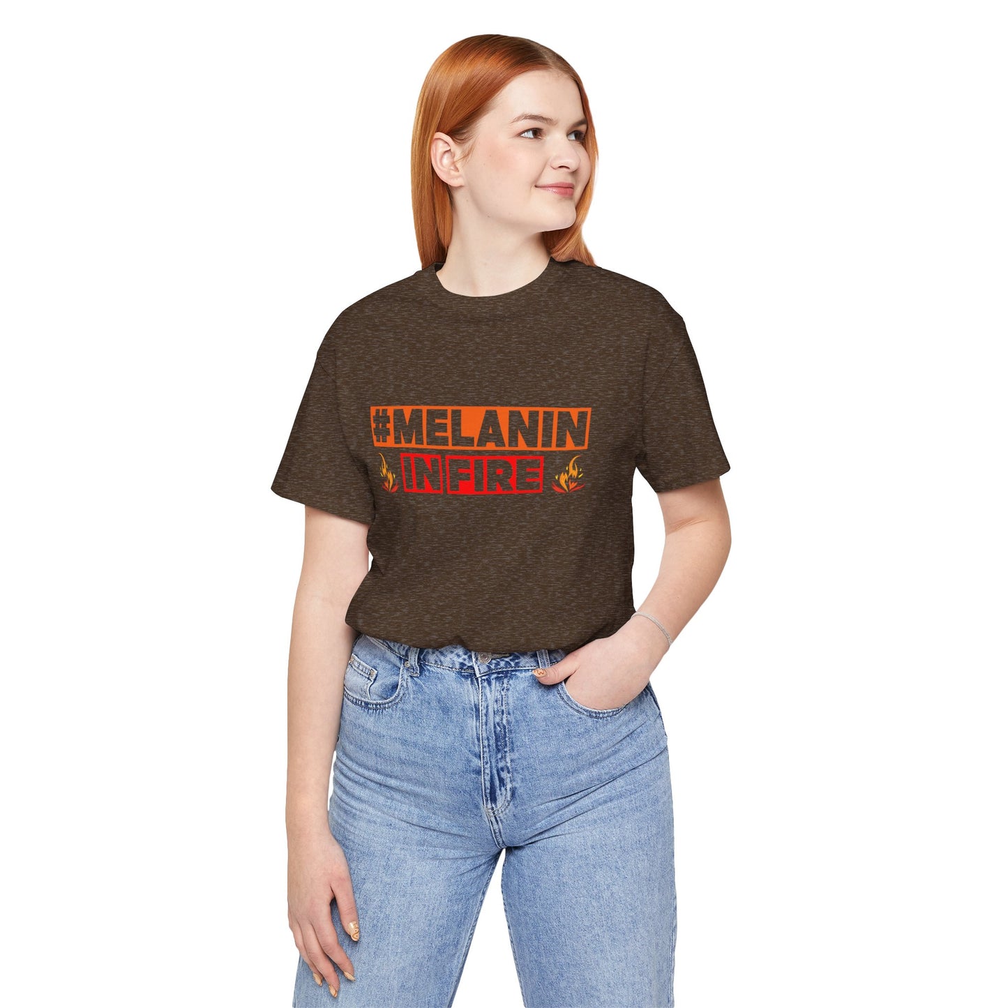 #MELANIN IN FIRE Unisex Jersey Tee, Summer Fashion, Afrocentric Shirt, Gift for Her, All-Occasion Top, Urban Lifestyle Wear