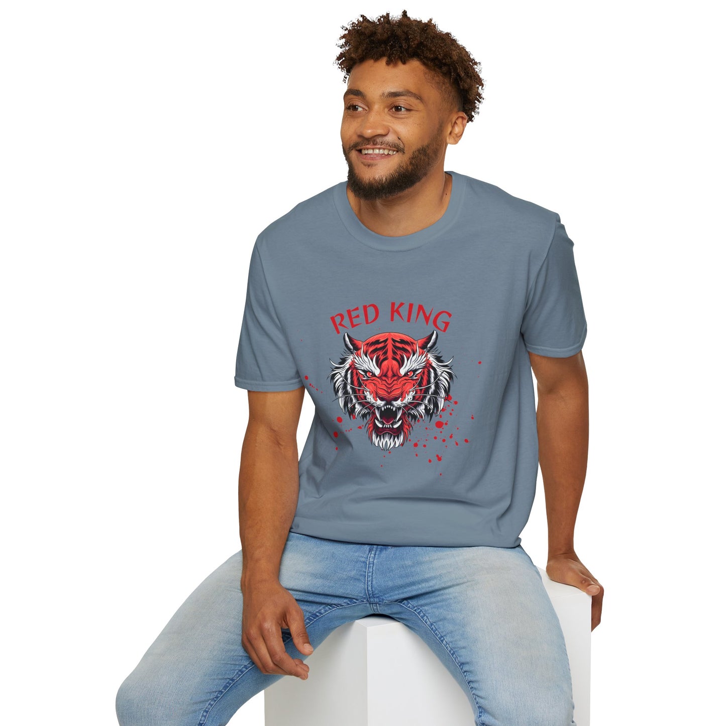Fierce Red King Tiger T-Shirt, Bold Graphic Tee, Unisex Apparel, Streetwear Style, Gift for Animal Lovers