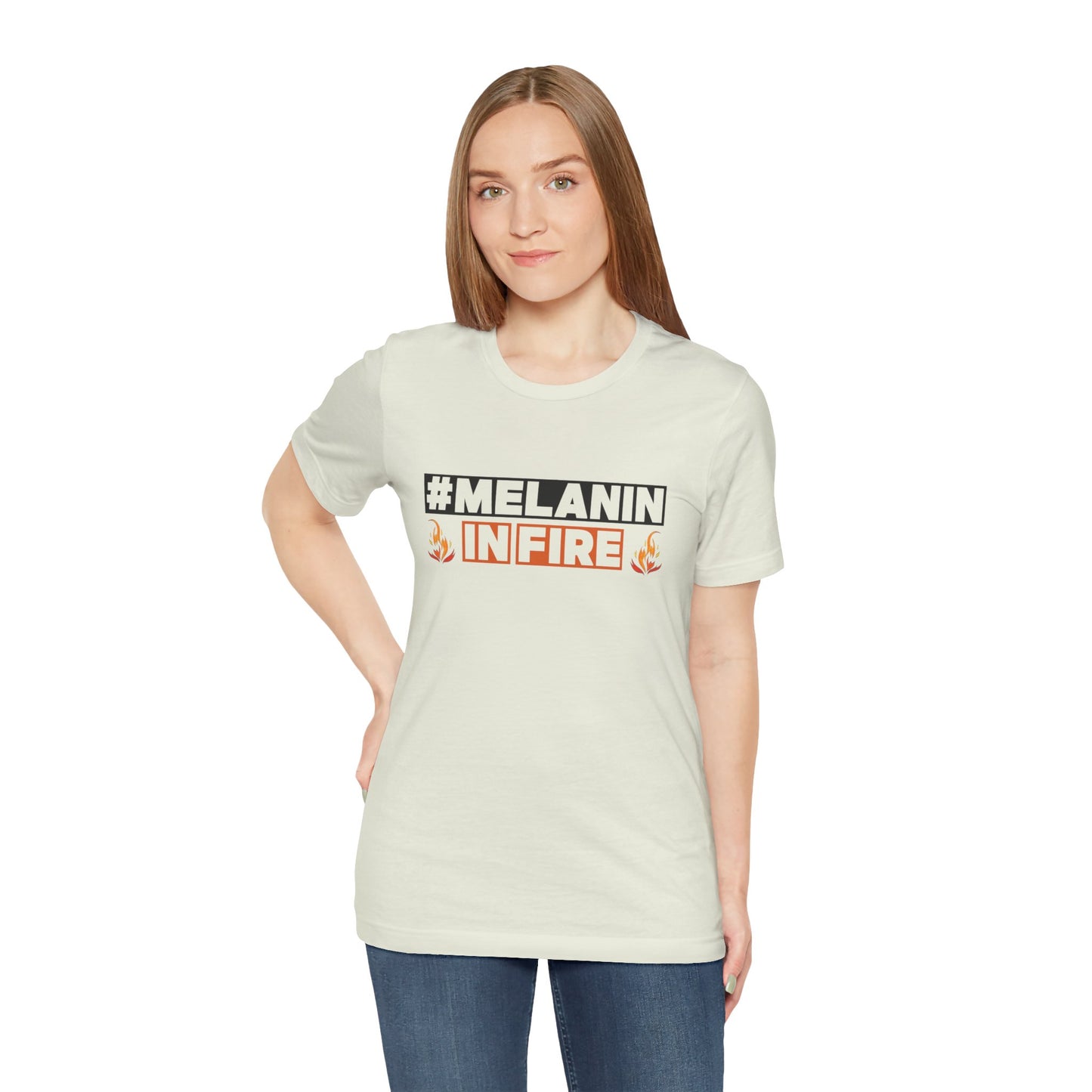 #MELANIN IN FIRE Tee - Empowering Unisex Jersey Short Sleeve, Black History Month, Gift for Friends, Pride Apparel, Urban Fashion