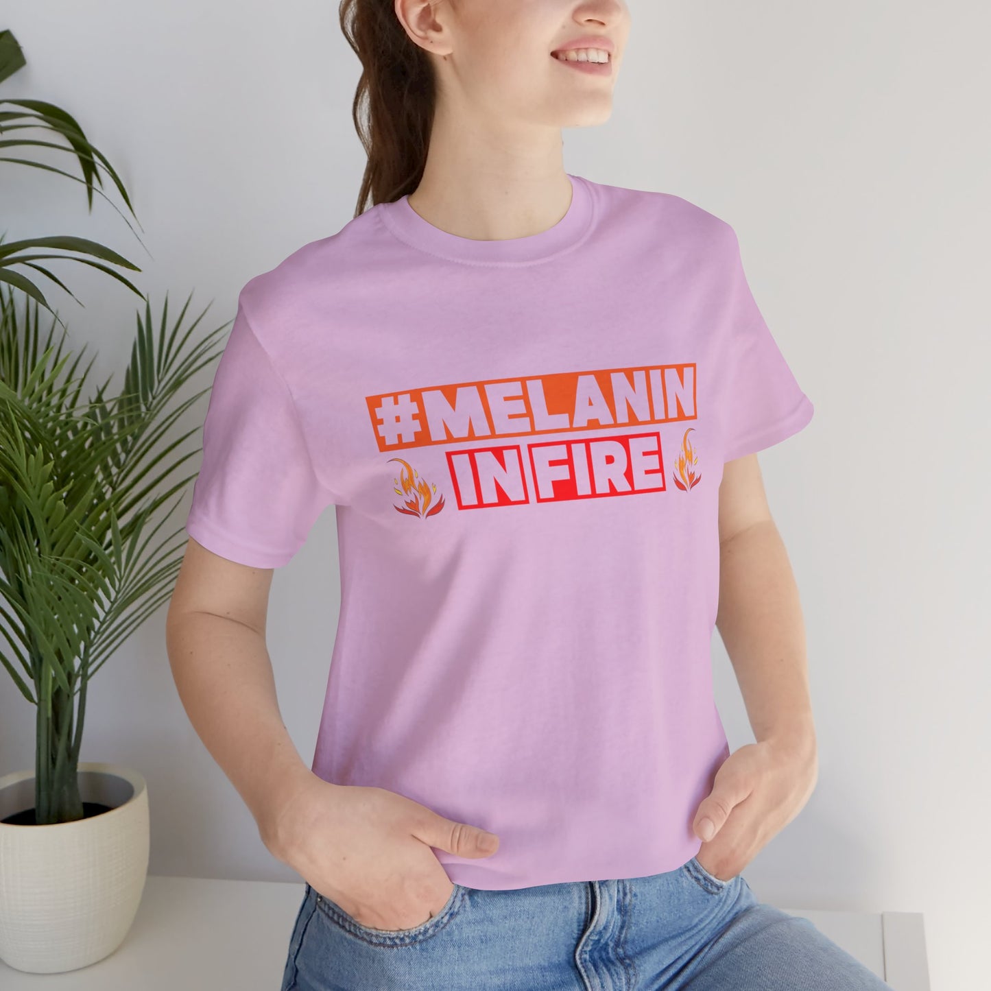 #MELANIN IN FIRE Unisex Jersey Tee, Summer Fashion, Afrocentric Shirt, Gift for Her, All-Occasion Top, Urban Lifestyle Wear