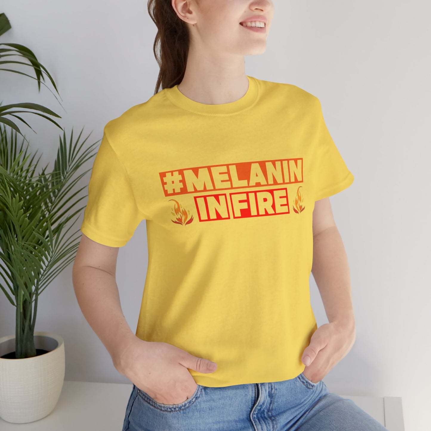 #MELANIN IN FIRE Unisex Jersey Tee, Summer Fashion, Afrocentric Shirt, Gift for Her, All-Occasion Top, Urban Lifestyle Wear
