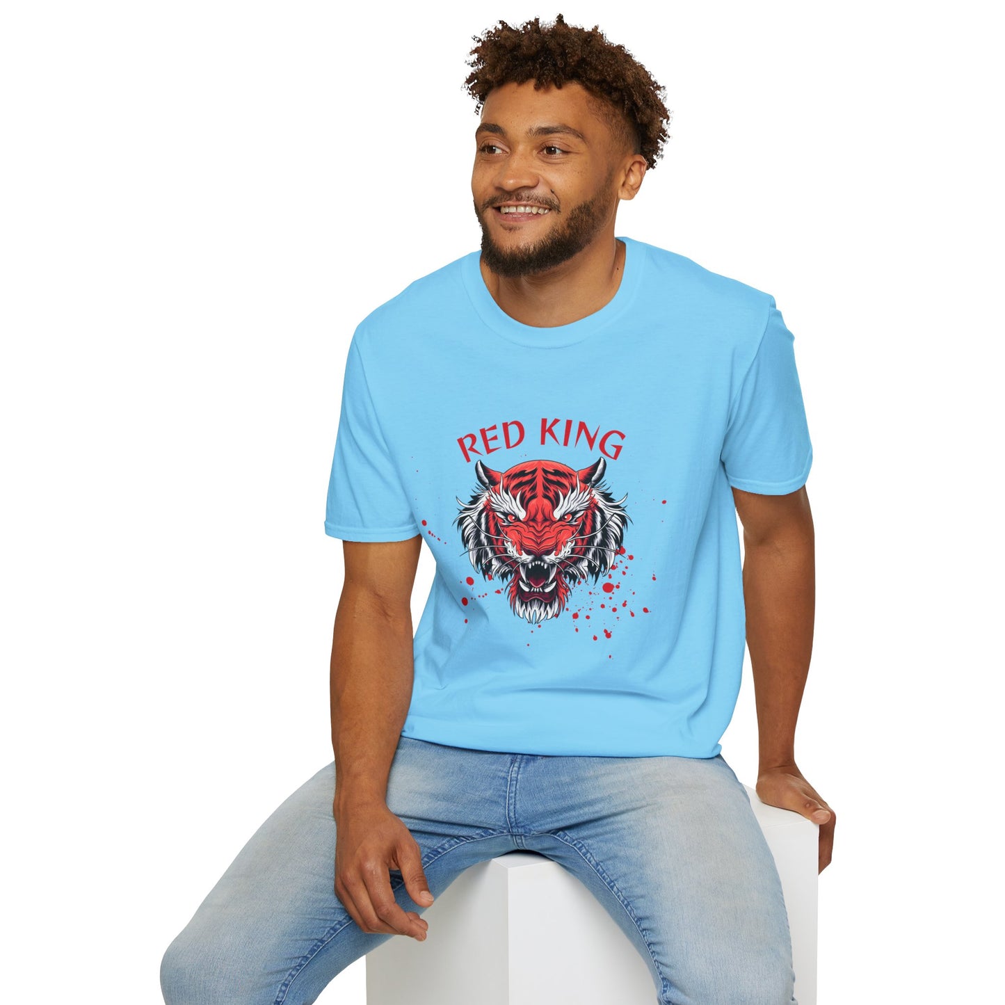 Fierce Red King Tiger T-Shirt, Bold Graphic Tee, Unisex Apparel, Streetwear Style, Gift for Animal Lovers