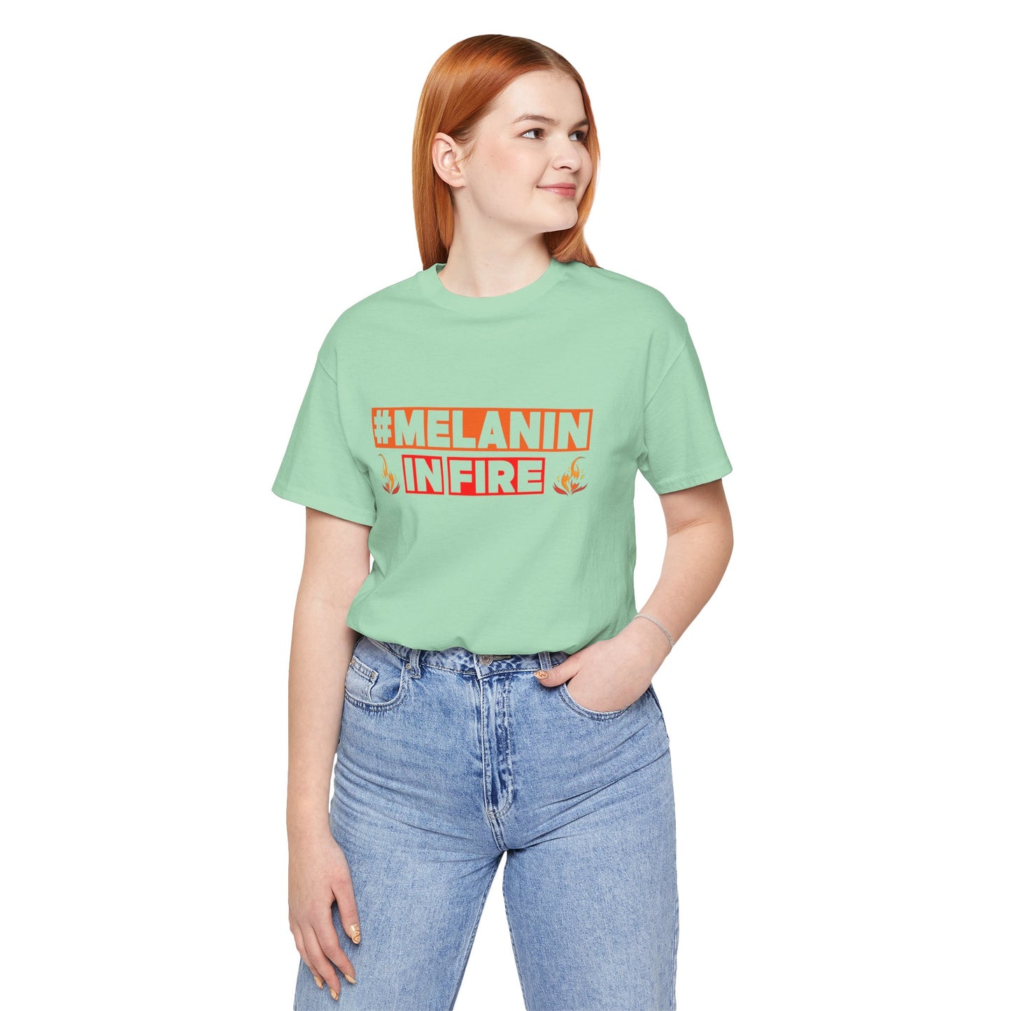 #MELANIN IN FIRE Unisex Jersey Tee, Summer Fashion, Afrocentric Shirt, Gift for Her, All-Occasion Top, Urban Lifestyle Wear