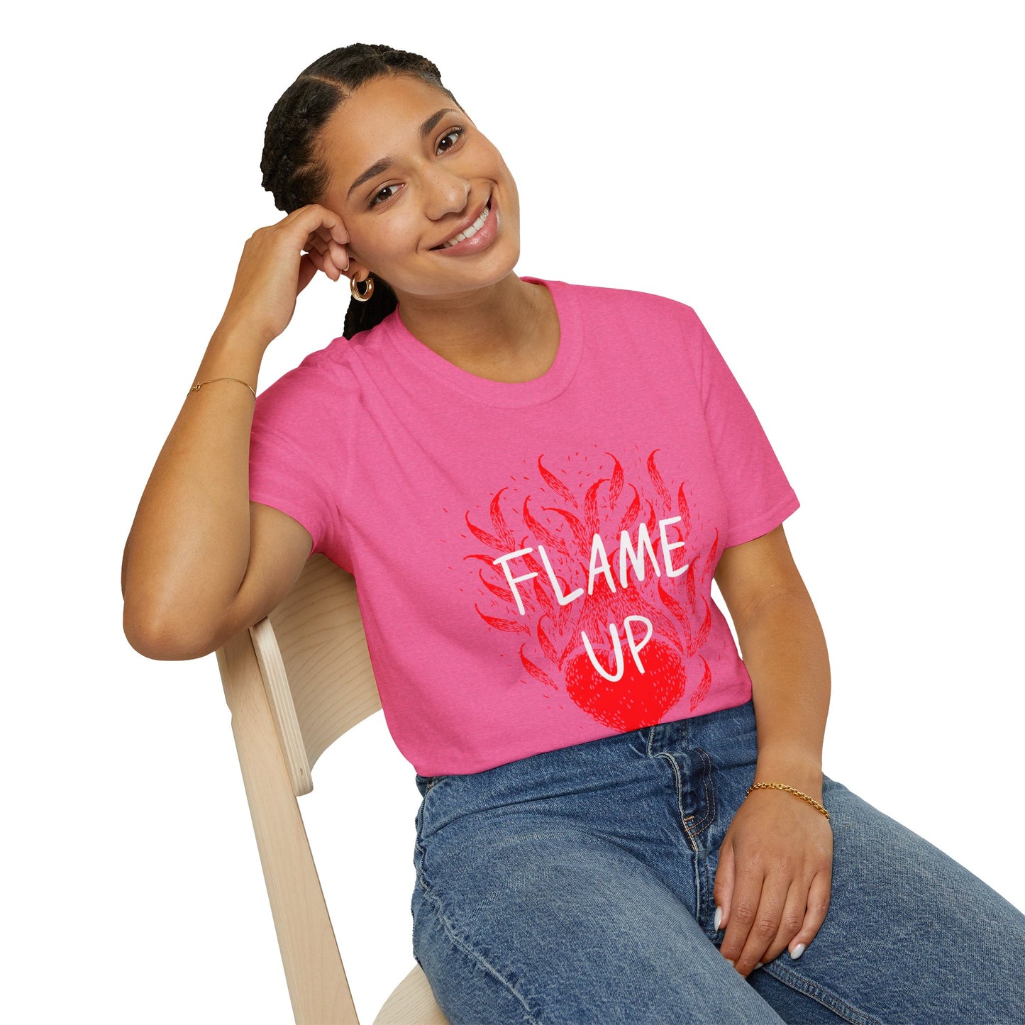 Fiery Motivation Unisex T-Shirt, Flame Up Graphic Tee, Gift for Fitness Lovers, Workout Apparel, Casual Wear