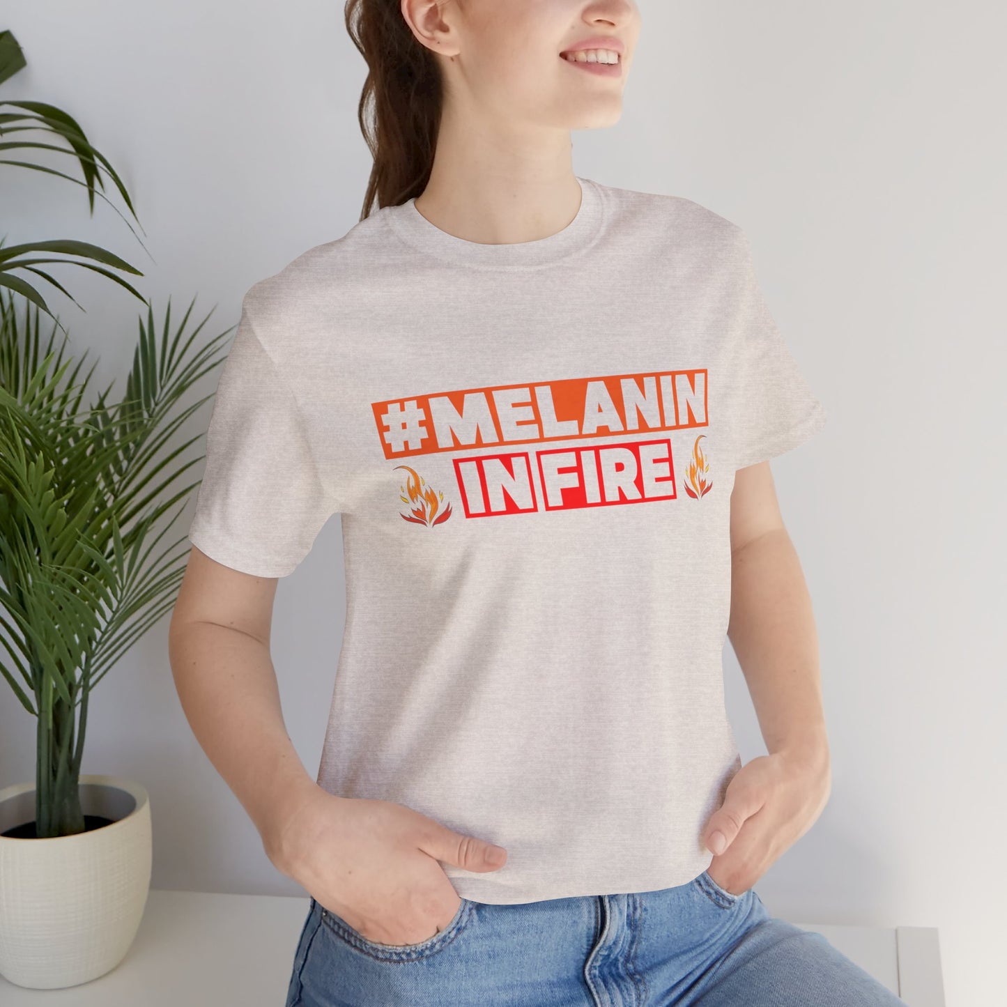 #MELANIN IN FIRE Unisex Jersey Tee, Summer Fashion, Afrocentric Shirt, Gift for Her, All-Occasion Top, Urban Lifestyle Wear