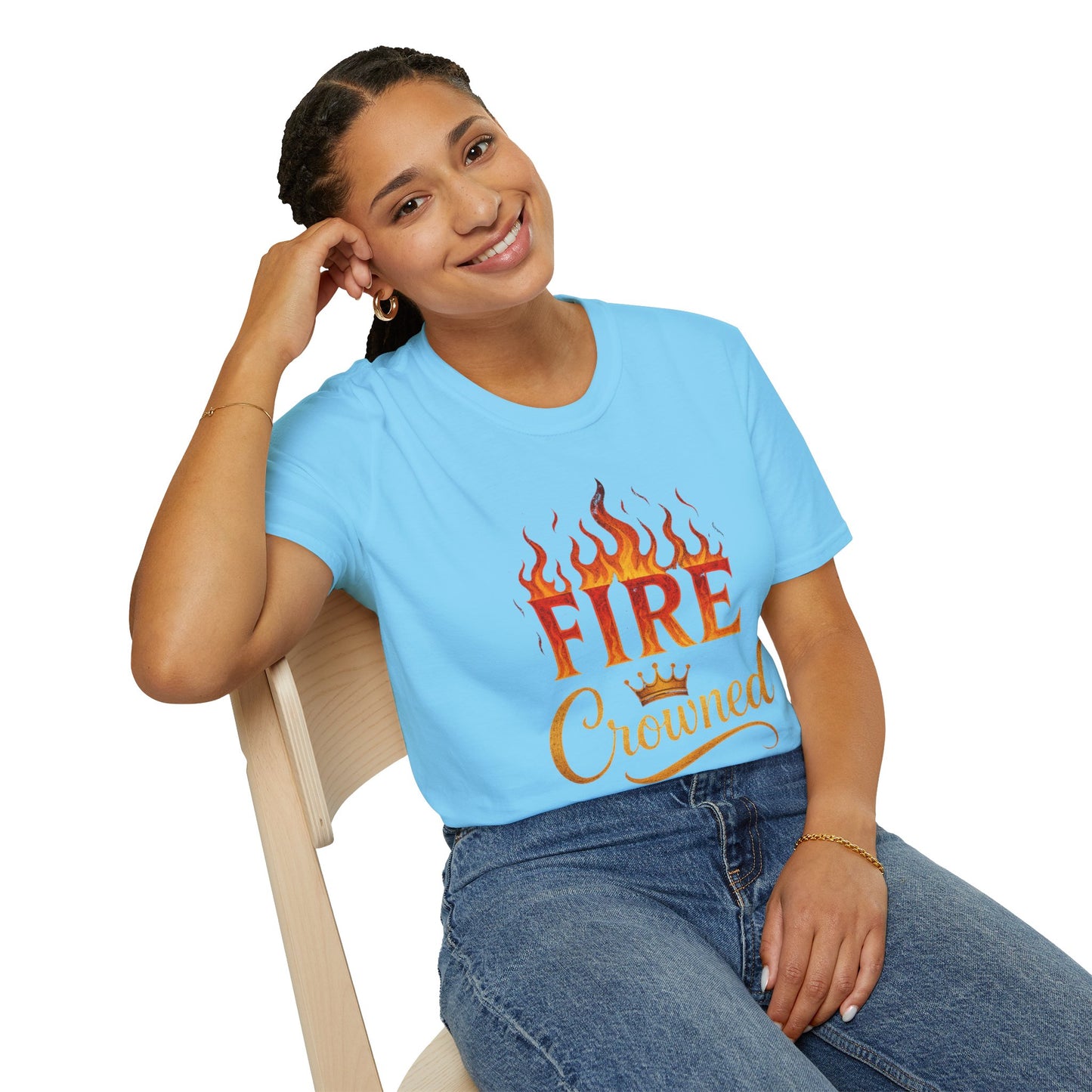 Fire Crowned Unisex Softstyle T-Shirt | Summer Vibes Tee, Gift for Him/Her, Festival Shirt, Casual Wear, Birthday Apparel