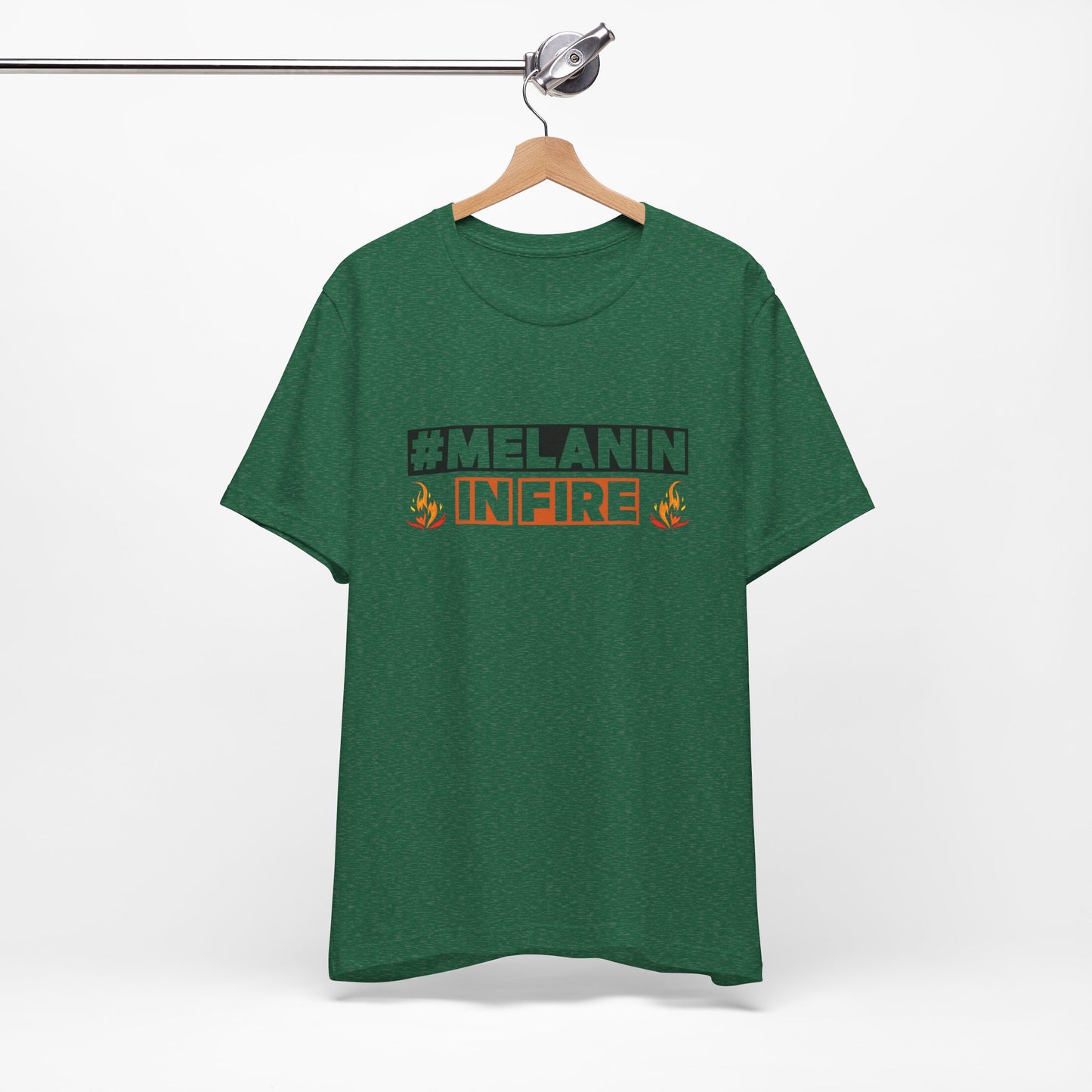 #MELANIN IN FIRE Tee - Empowering Unisex Jersey Short Sleeve, Black History Month, Gift for Friends, Pride Apparel, Urban Fashion