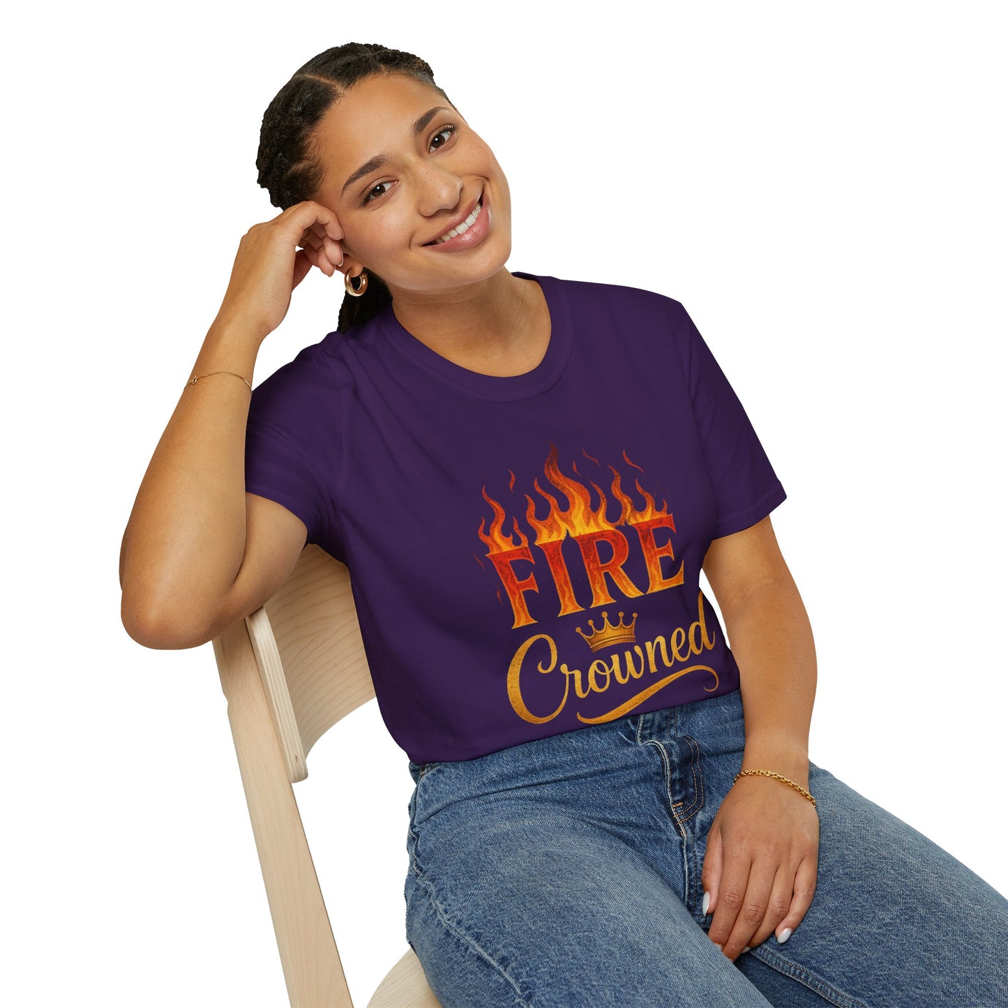 Fire Crowned Unisex Softstyle T-Shirt | Summer Vibes Tee, Gift for Him/Her, Festival Shirt, Casual Wear, Birthday Apparel