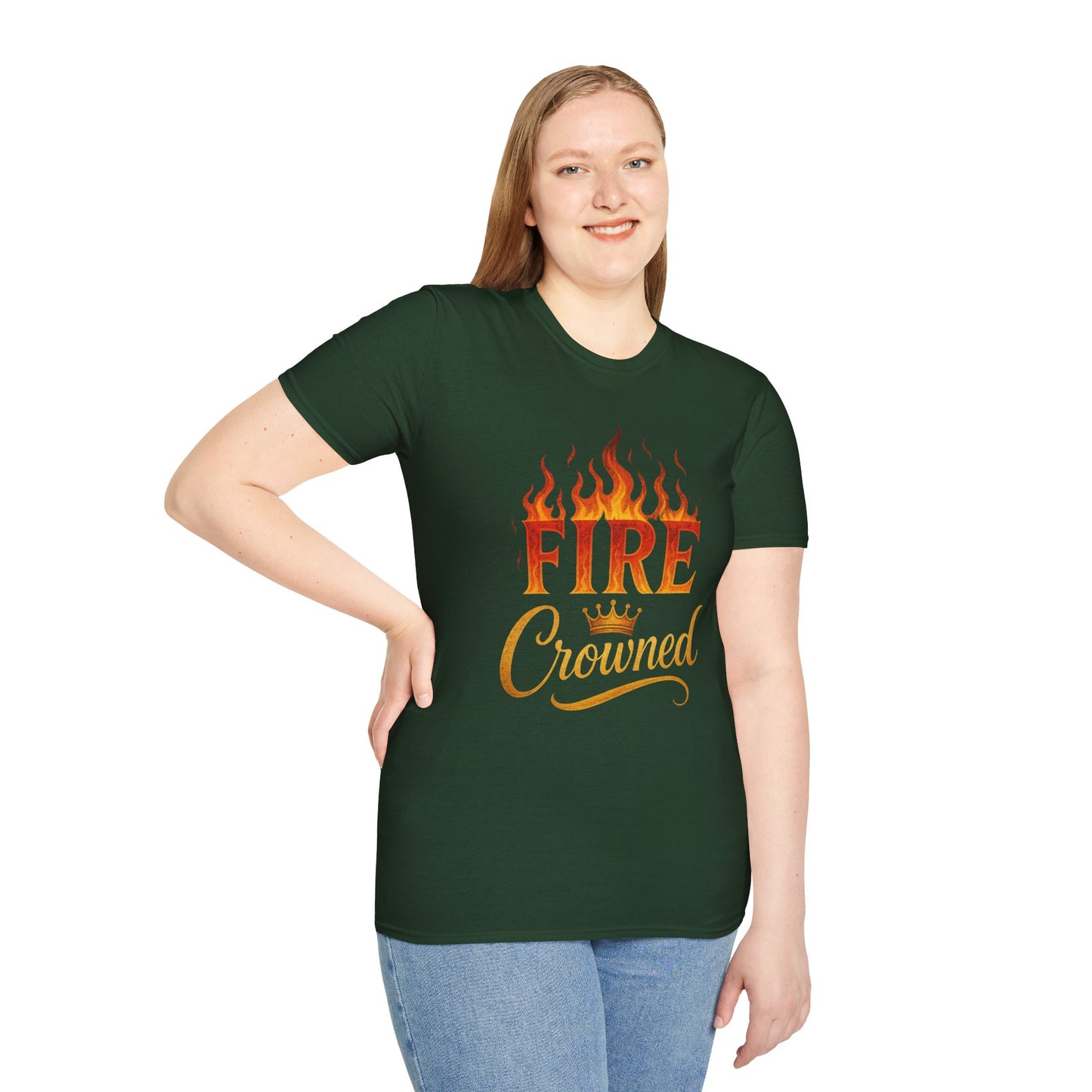 Fire Crowned Unisex Softstyle T-Shirt | Summer Vibes Tee, Gift for Him/Her, Festival Shirt, Casual Wear, Birthday Apparel