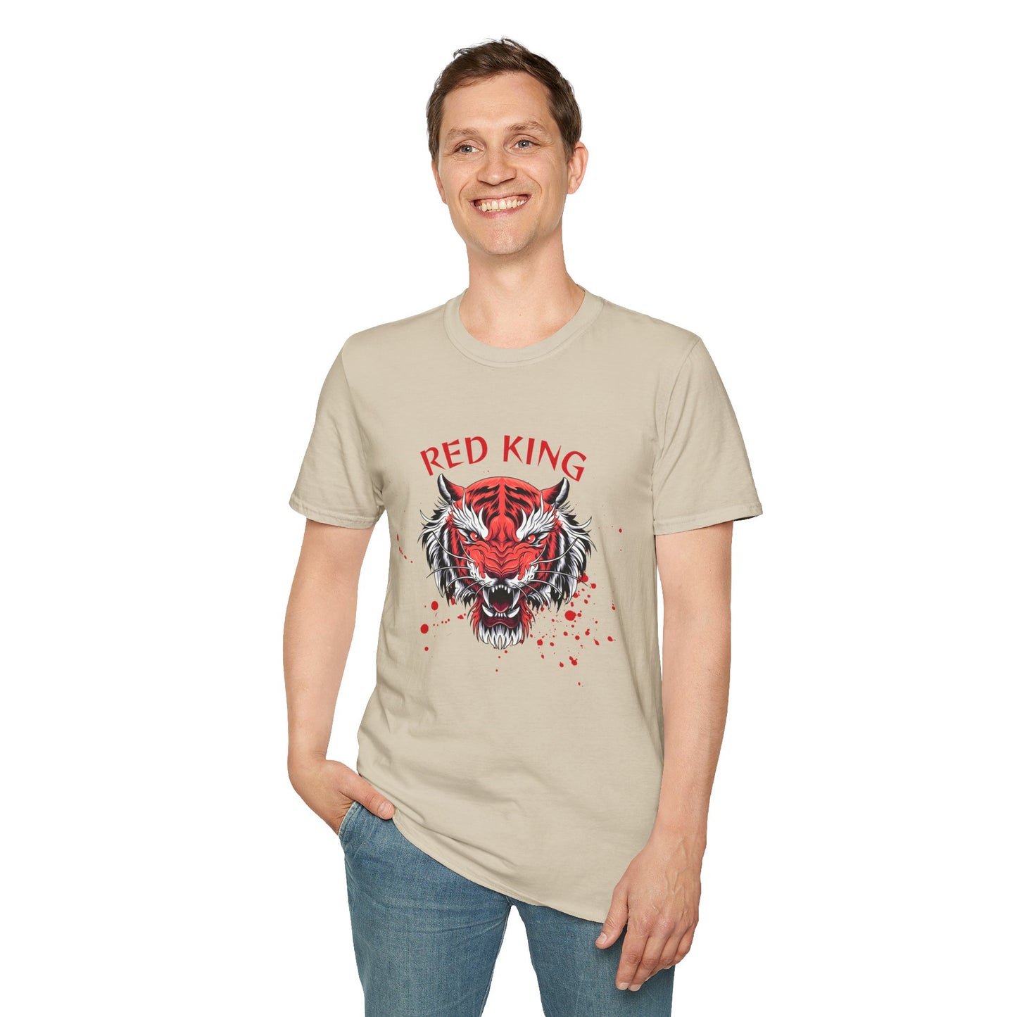Fierce Red King Tiger T-Shirt, Bold Graphic Tee, Unisex Apparel, Streetwear Style, Gift for Animal Lovers