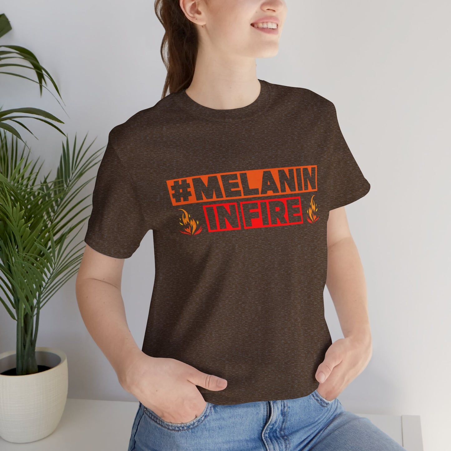 #MELANIN IN FIRE Unisex Jersey Tee, Summer Fashion, Afrocentric Shirt, Gift for Her, All-Occasion Top, Urban Lifestyle Wear