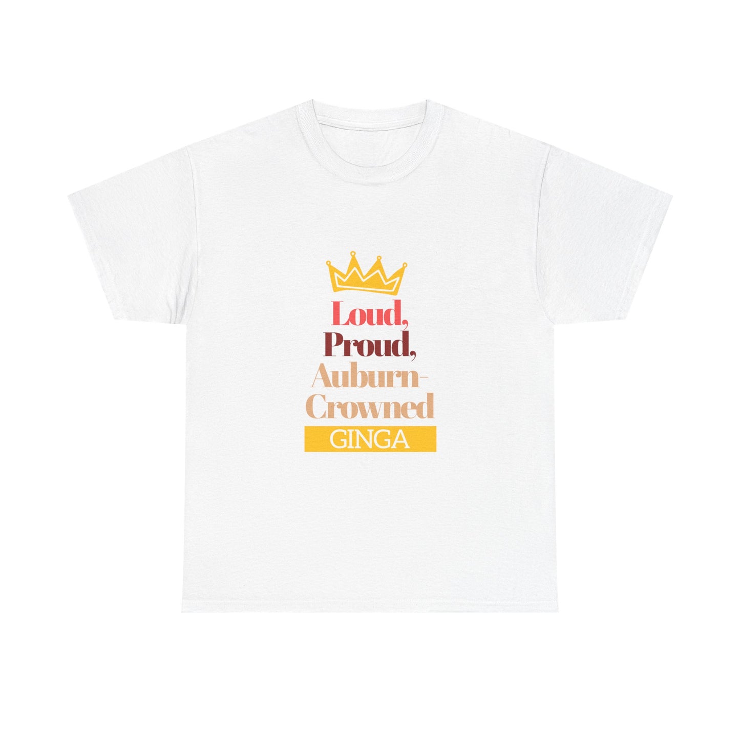 Proud Auburn Crowned Ginga T-Shirt - Unisex Heavy Cotton Tee, Gift for Her, Family Reunion, Birthday, Casual Wear, Motivational Tee