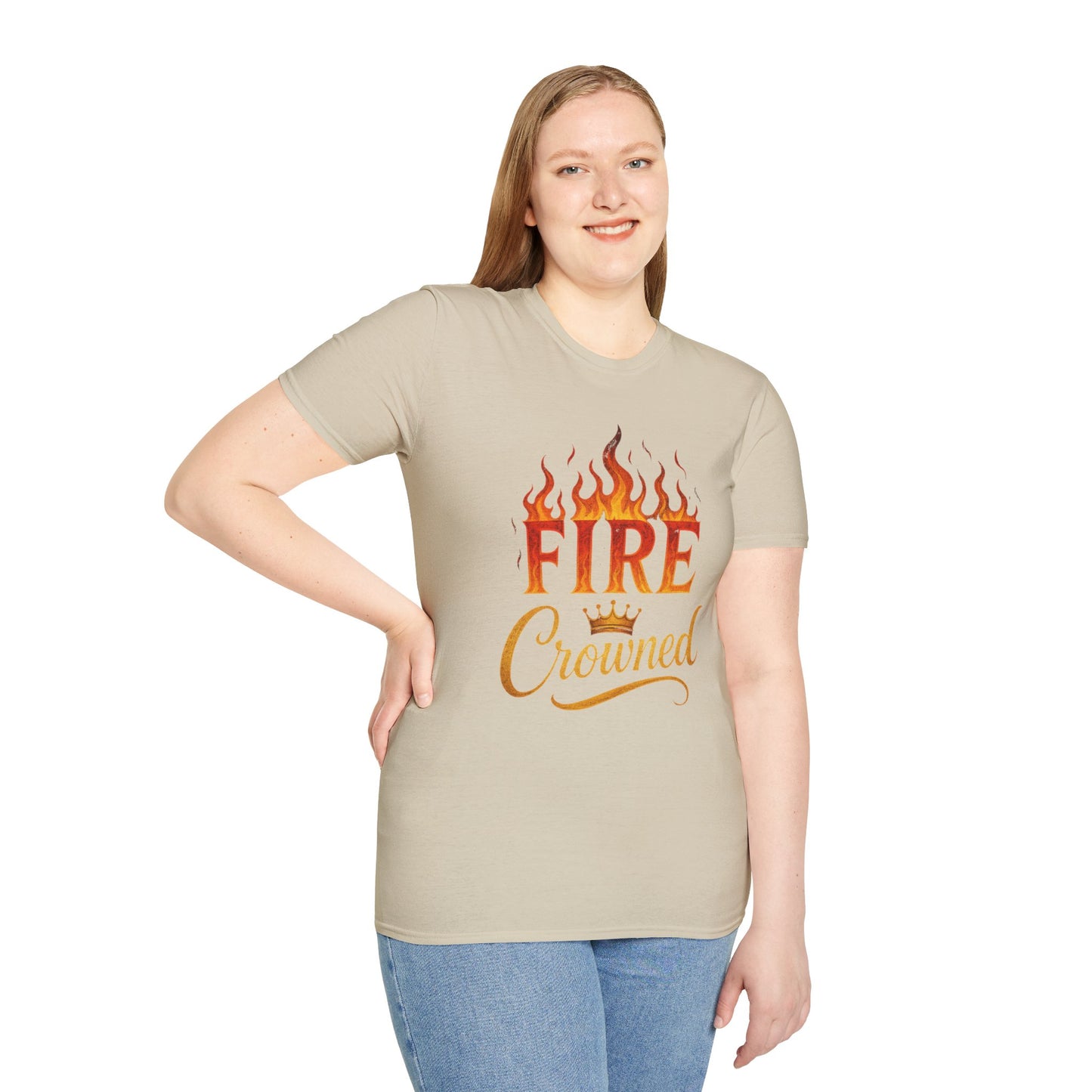 Fire Crowned Unisex Softstyle T-Shirt | Summer Vibes Tee, Gift for Him/Her, Festival Shirt, Casual Wear, Birthday Apparel