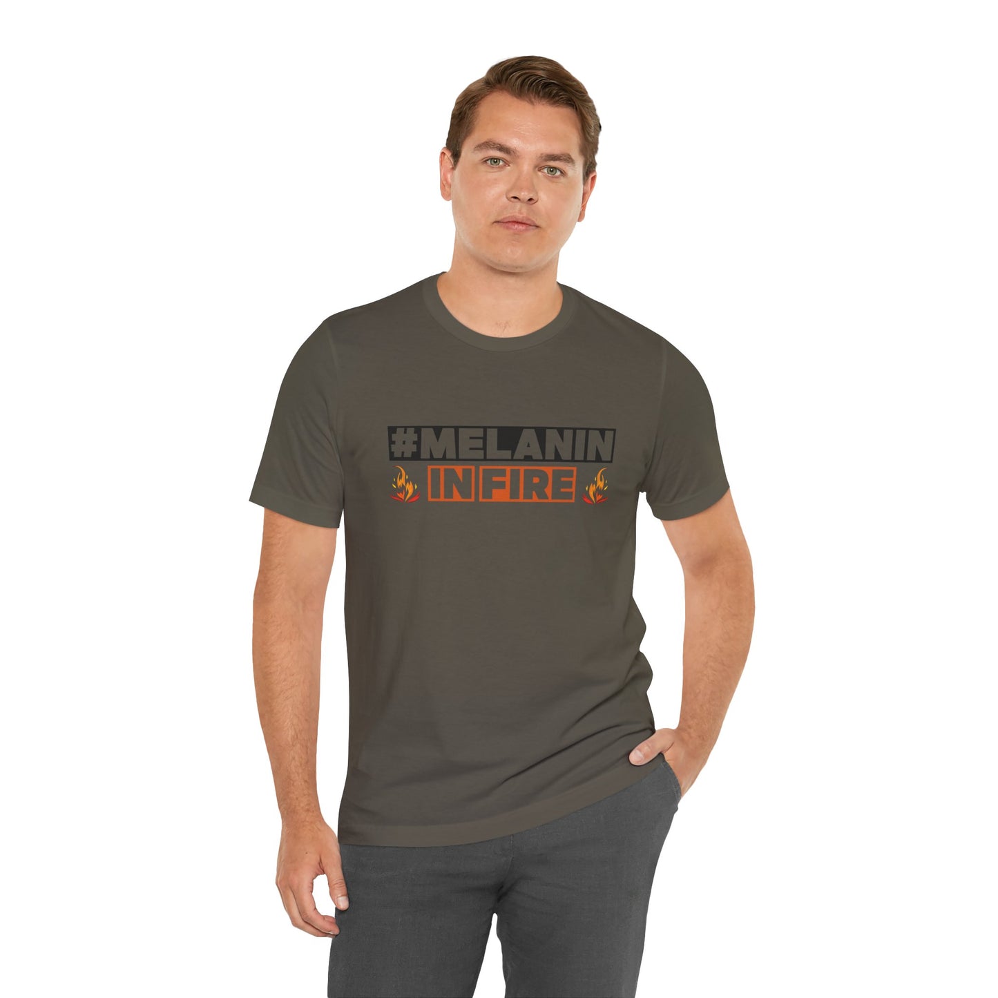 #MELANIN IN FIRE Tee - Empowering Unisex Jersey Short Sleeve, Black History Month, Gift for Friends, Pride Apparel, Urban Fashion