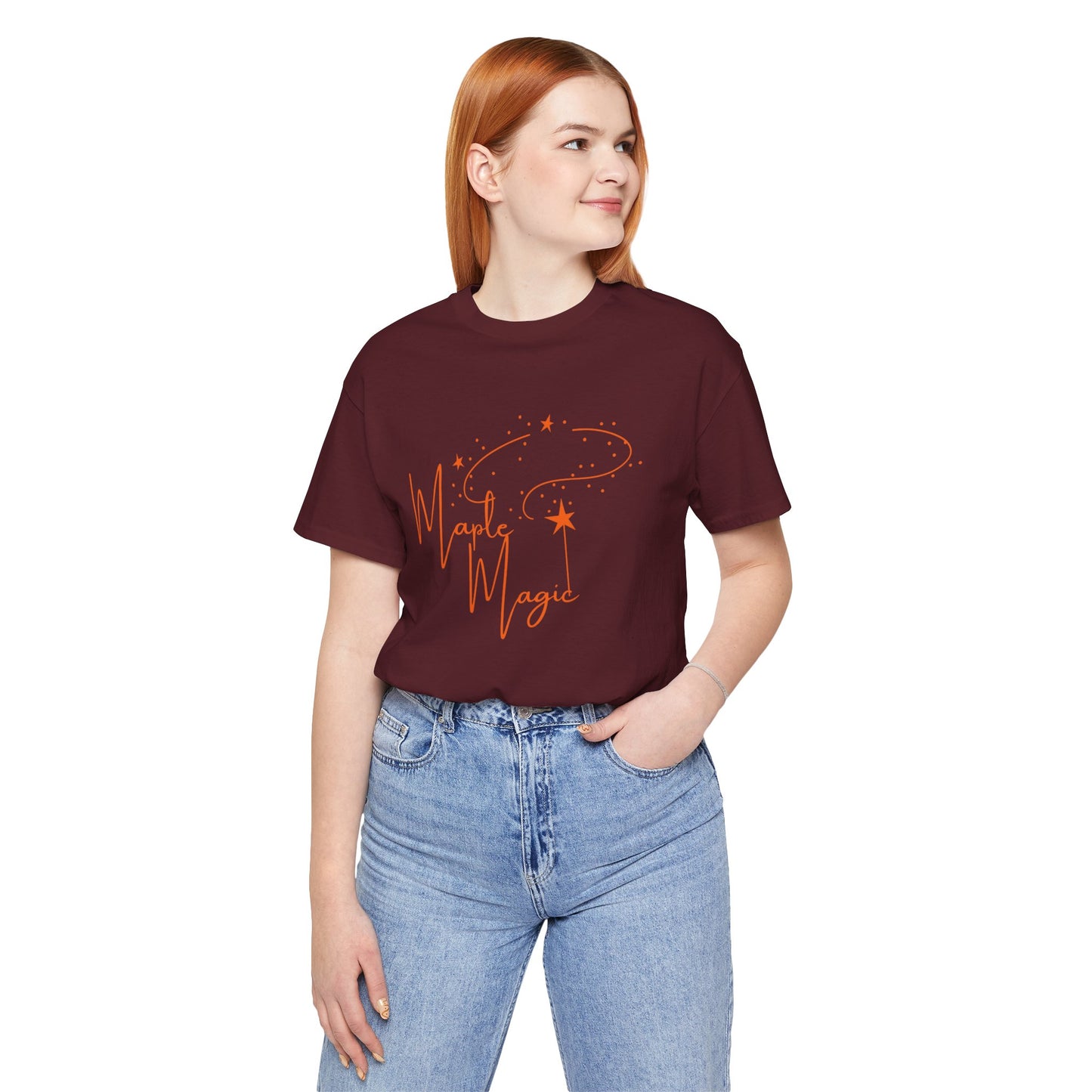 Maple Magic Unisex Tee, Cute Graphic Shirt, Fall Apparel, Seasonal Gift, Nature Lover T-Shirt, Cozy Vibes Fashion