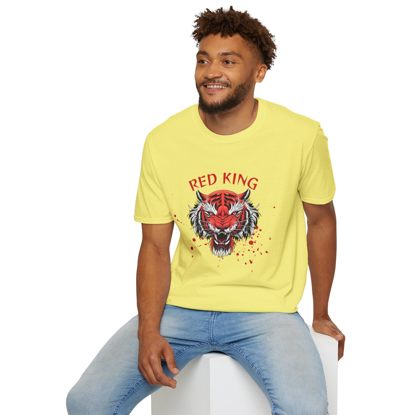 Fierce Red King Tiger T-Shirt, Bold Graphic Tee, Unisex Apparel, Streetwear Style, Gift for Animal Lovers