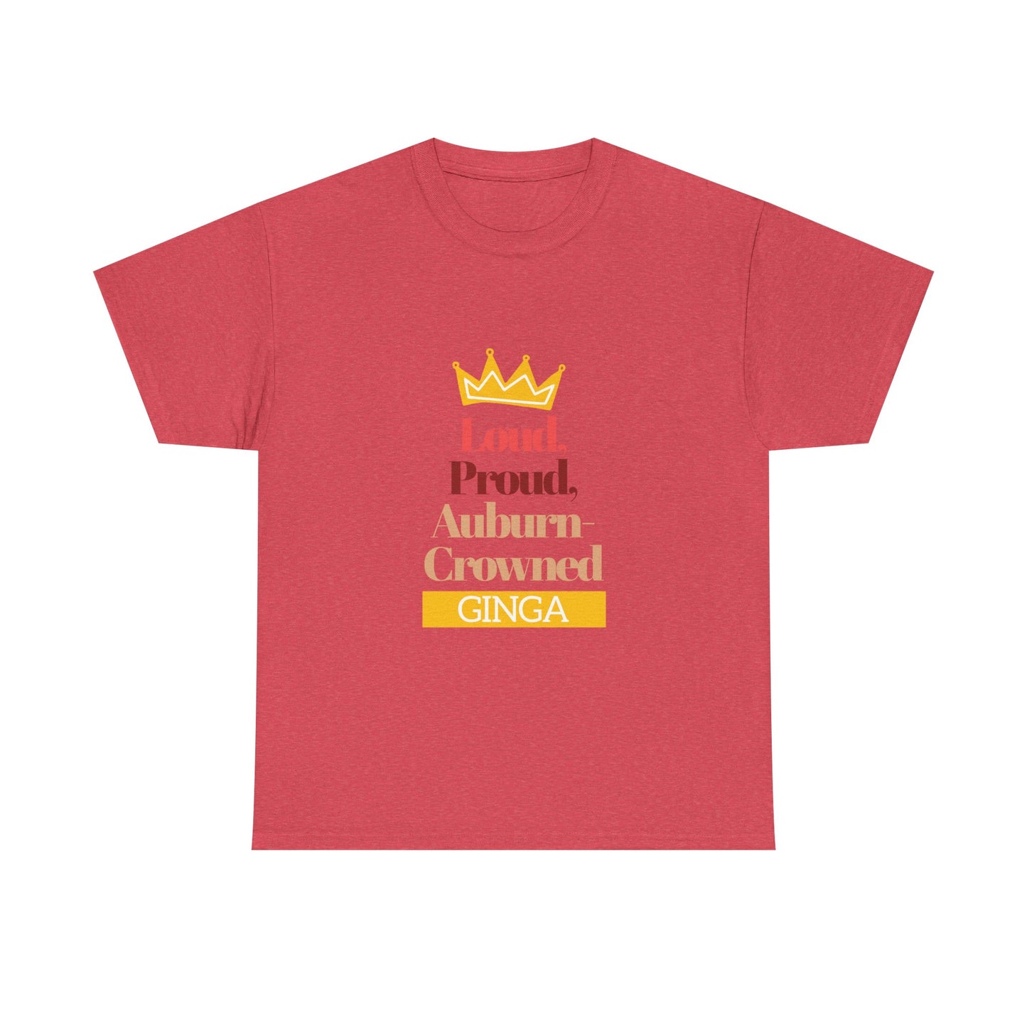 Proud Auburn Crowned Ginga T-Shirt - Unisex Heavy Cotton Tee, Gift for Her, Family Reunion, Birthday, Casual Wear, Motivational Tee