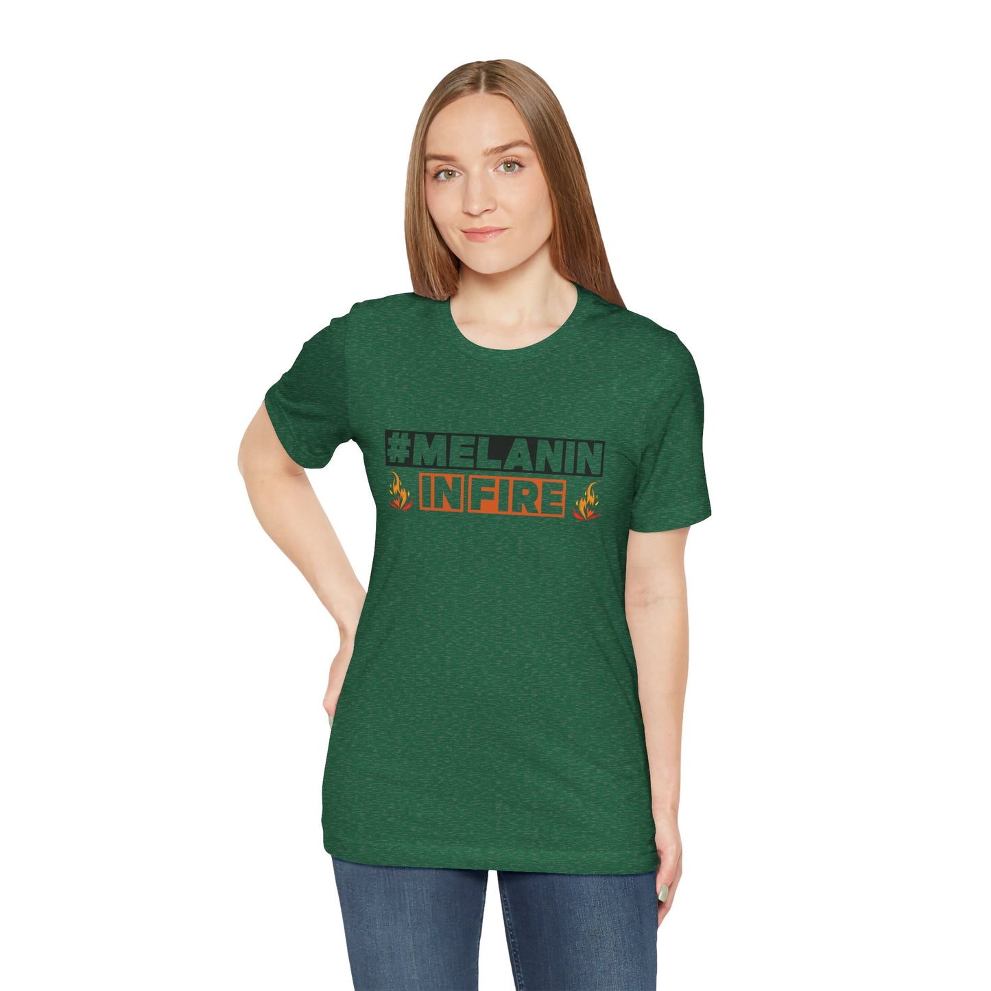 #MELANIN IN FIRE Tee - Empowering Unisex Jersey Short Sleeve, Black History Month, Gift for Friends, Pride Apparel, Urban Fashion