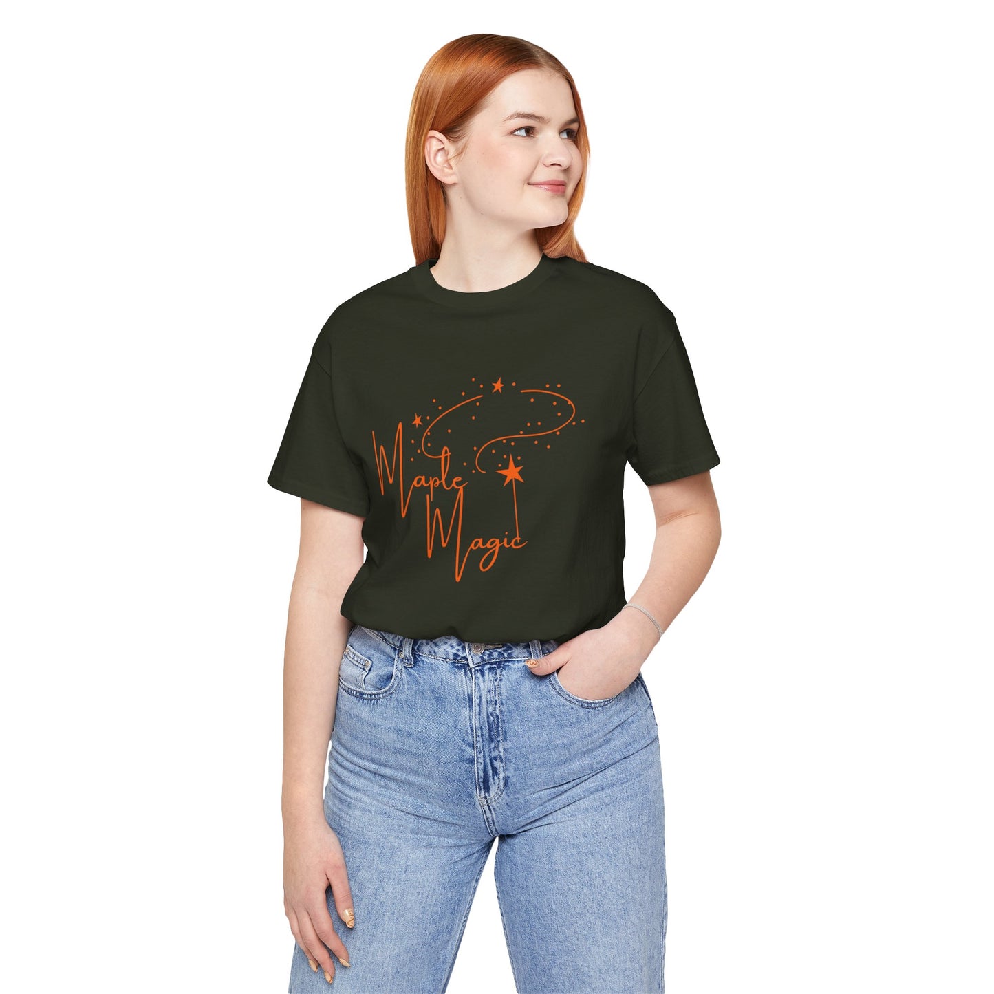 Maple Magic Unisex Tee, Cute Graphic Shirt, Fall Apparel, Seasonal Gift, Nature Lover T-Shirt, Cozy Vibes Fashion