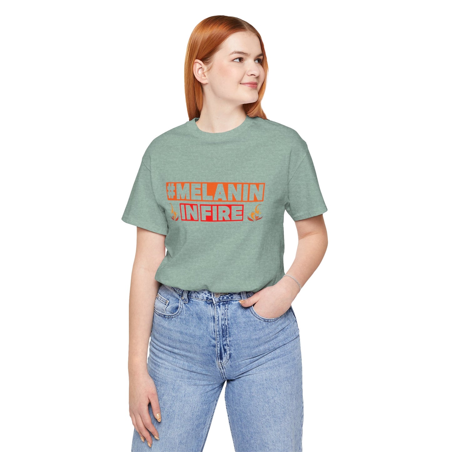 #MELANIN IN FIRE Unisex Jersey Tee, Summer Fashion, Afrocentric Shirt, Gift for Her, All-Occasion Top, Urban Lifestyle Wear