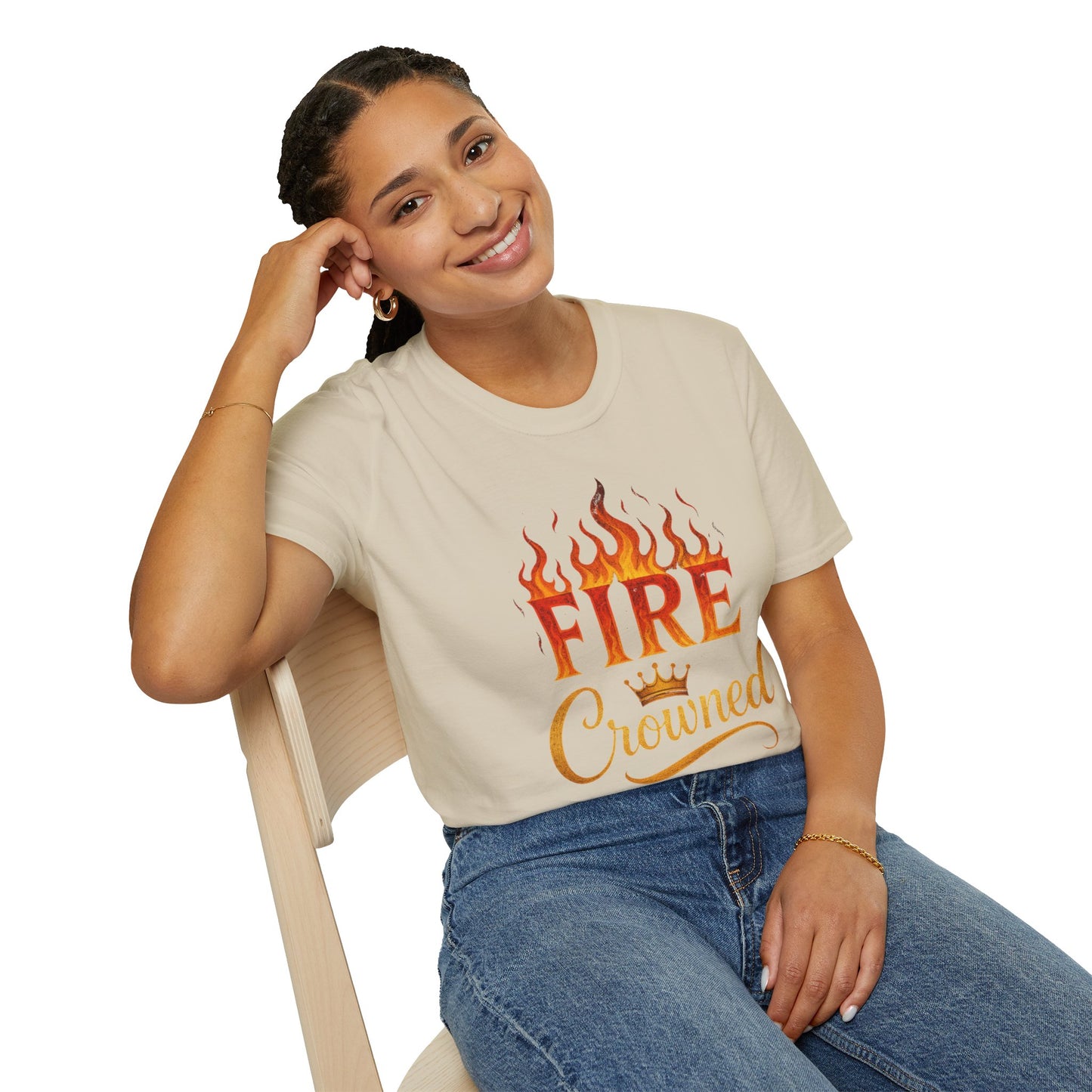 Fire Crowned Unisex Softstyle T-Shirt | Summer Vibes Tee, Gift for Him/Her, Festival Shirt, Casual Wear, Birthday Apparel