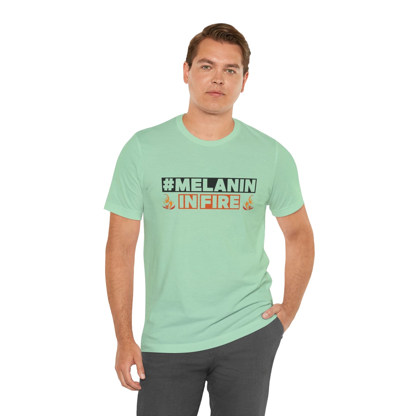 #MELANIN IN FIRE Tee - Empowering Unisex Jersey Short Sleeve, Black History Month, Gift for Friends, Pride Apparel, Urban Fashion