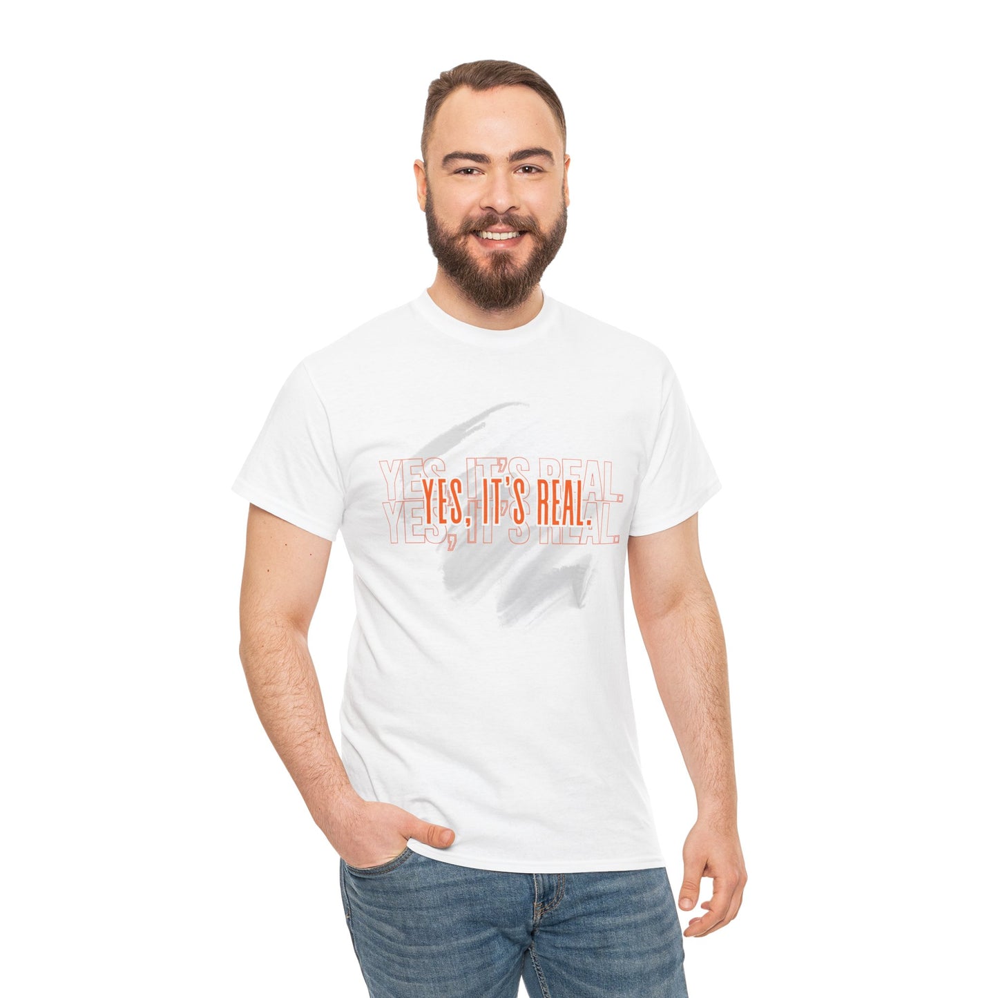 Yes, It's Real Unisex Heavy Cotton Tee - Casual Wear, Gift for Friends, Fashion Statement, Everyday Comfort, Trendy Apparel