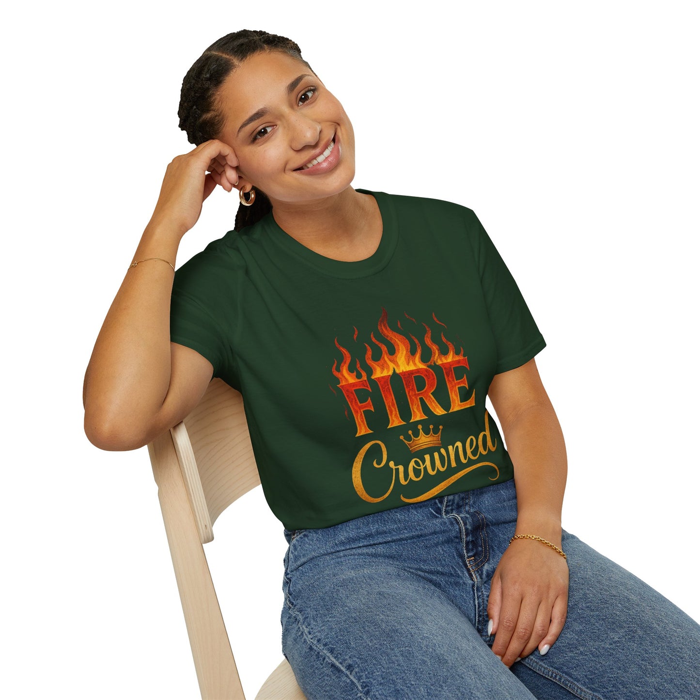 Fire Crowned Unisex Softstyle T-Shirt | Summer Vibes Tee, Gift for Him/Her, Festival Shirt, Casual Wear, Birthday Apparel