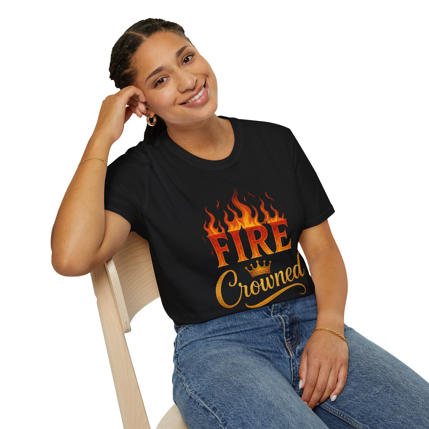 Fire Crowned Unisex Softstyle T-Shirt | Summer Vibes Tee, Gift for Him/Her, Festival Shirt, Casual Wear, Birthday Apparel