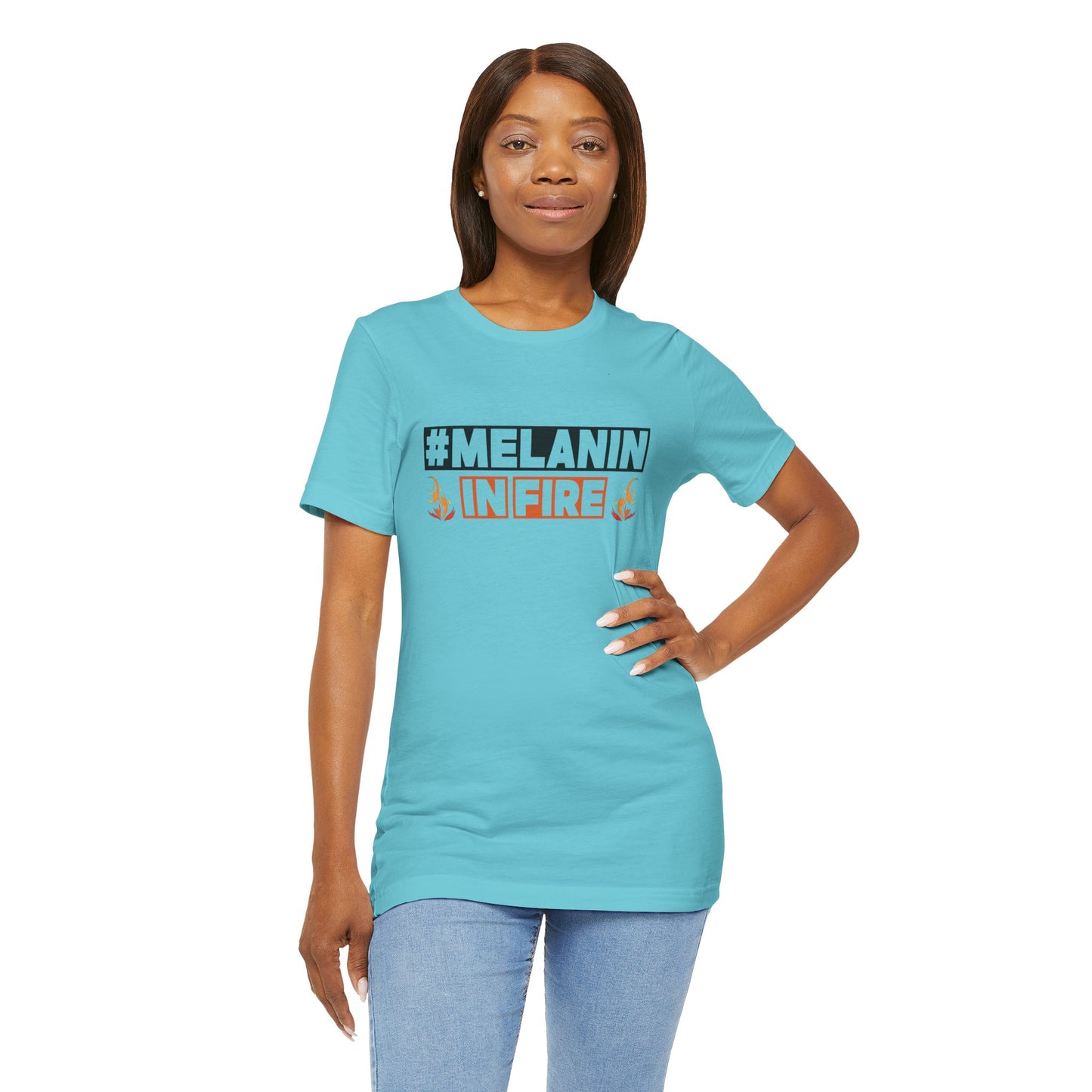 #MELANIN IN FIRE Tee - Empowering Unisex Jersey Short Sleeve, Black History Month, Gift for Friends, Pride Apparel, Urban Fashion