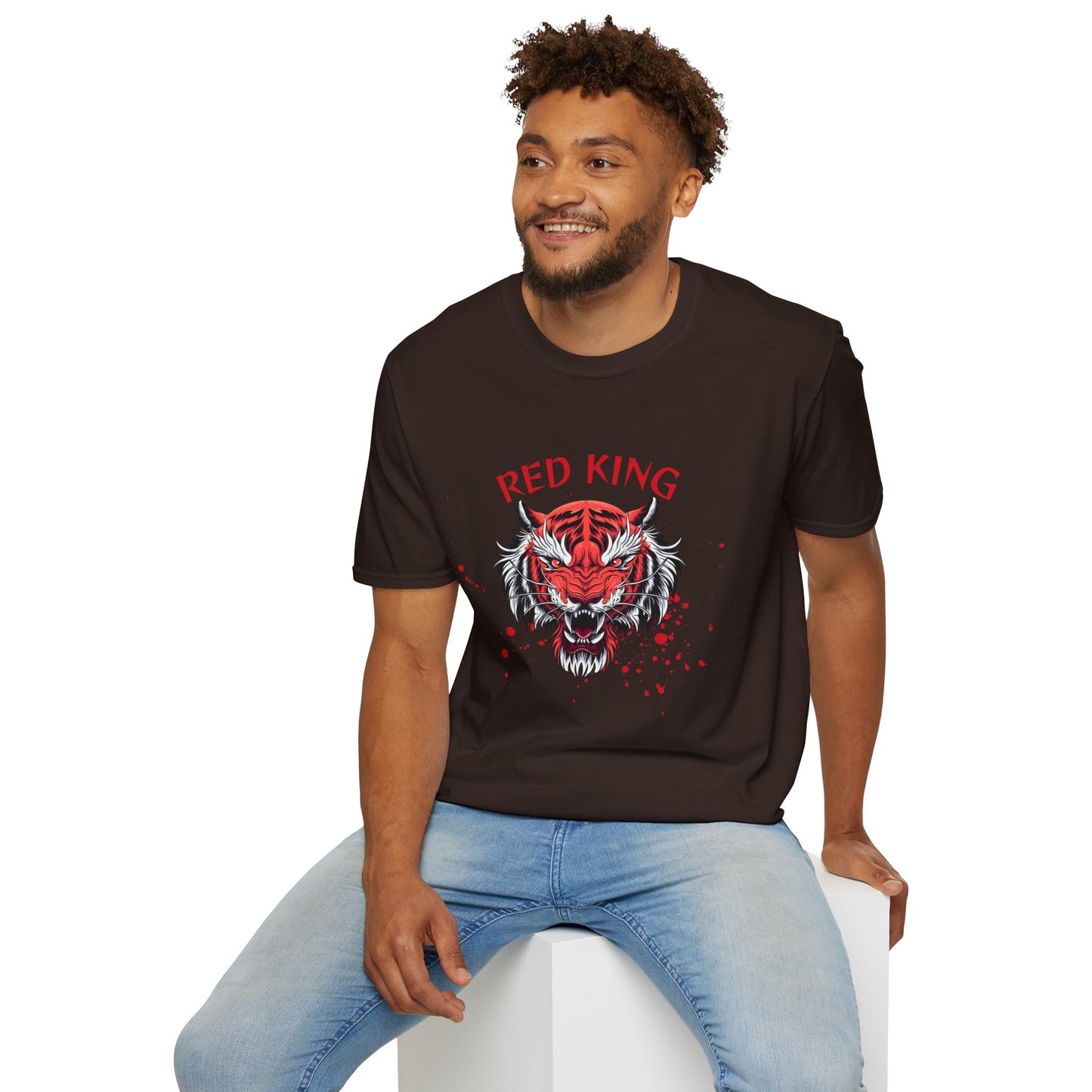 Fierce Red King Tiger T-Shirt, Bold Graphic Tee, Unisex Apparel, Streetwear Style, Gift for Animal Lovers