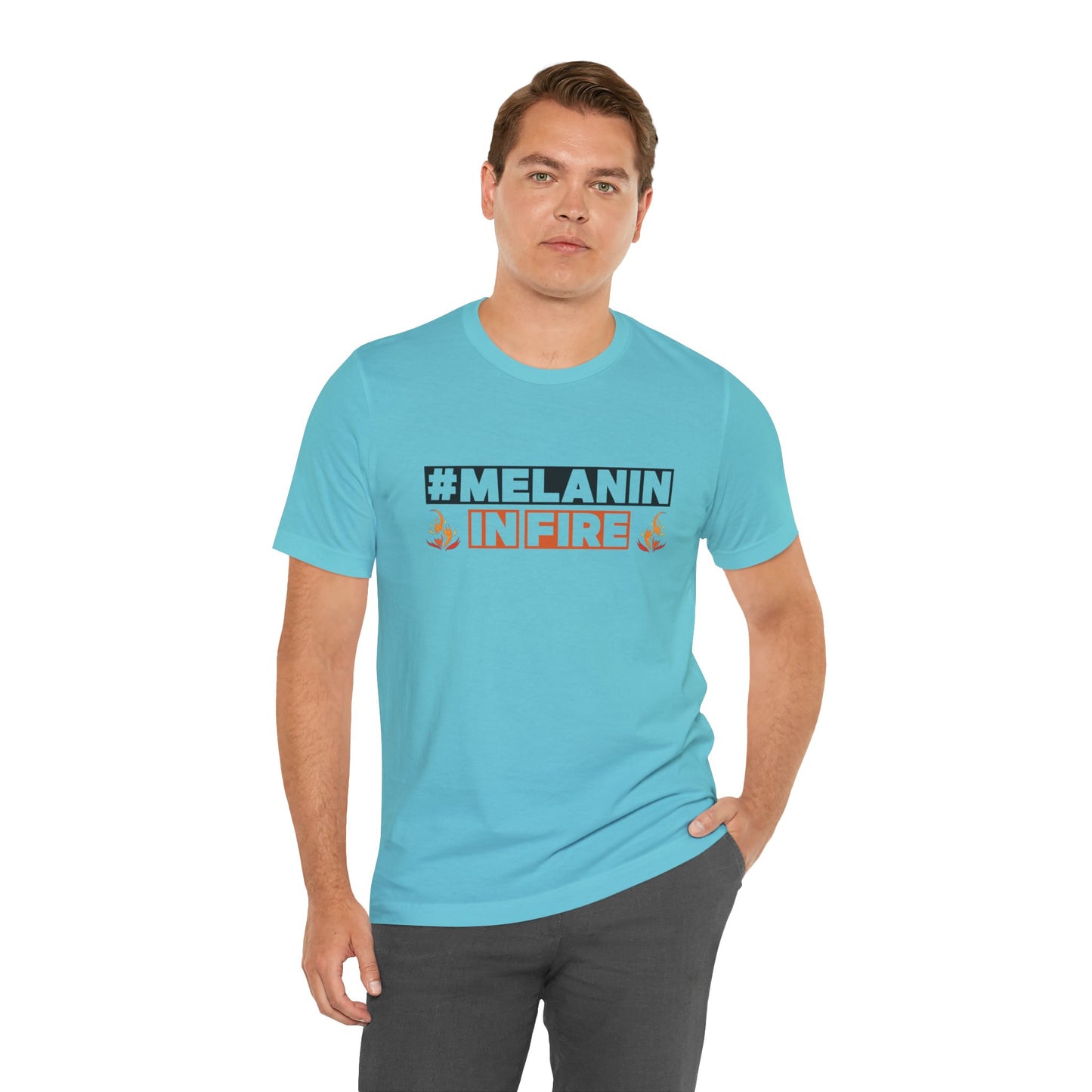 #MELANIN IN FIRE Tee - Empowering Unisex Jersey Short Sleeve, Black History Month, Gift for Friends, Pride Apparel, Urban Fashion