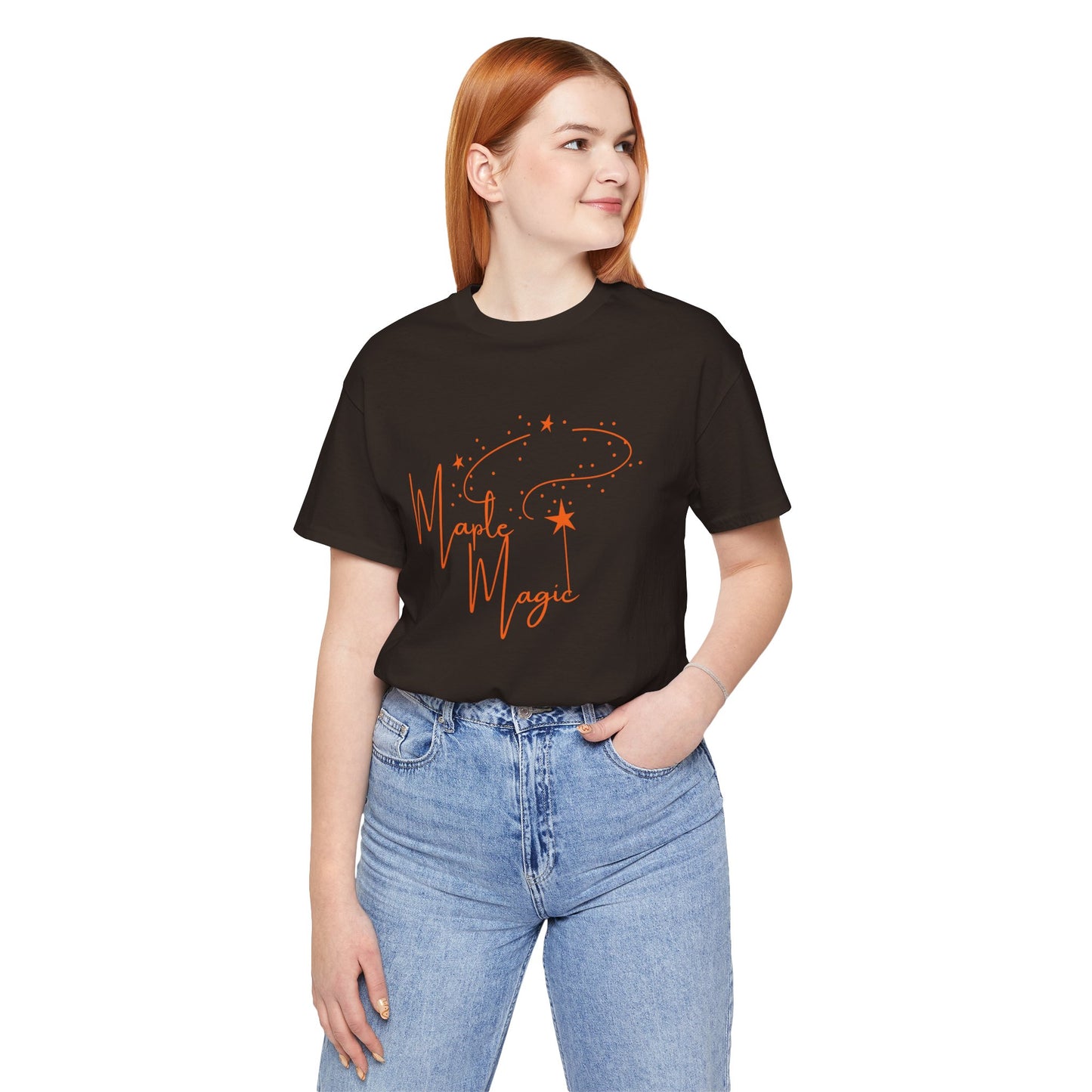 Maple Magic Unisex Tee, Cute Graphic Shirt, Fall Apparel, Seasonal Gift, Nature Lover T-Shirt, Cozy Vibes Fashion