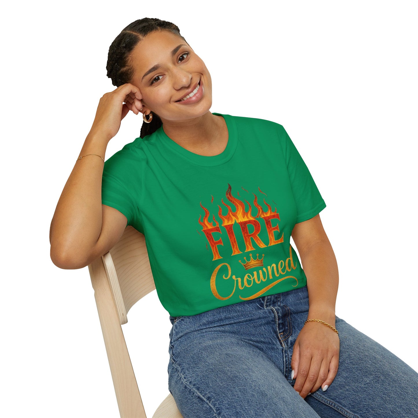 Fire Crowned Unisex Softstyle T-Shirt | Summer Vibes Tee, Gift for Him/Her, Festival Shirt, Casual Wear, Birthday Apparel