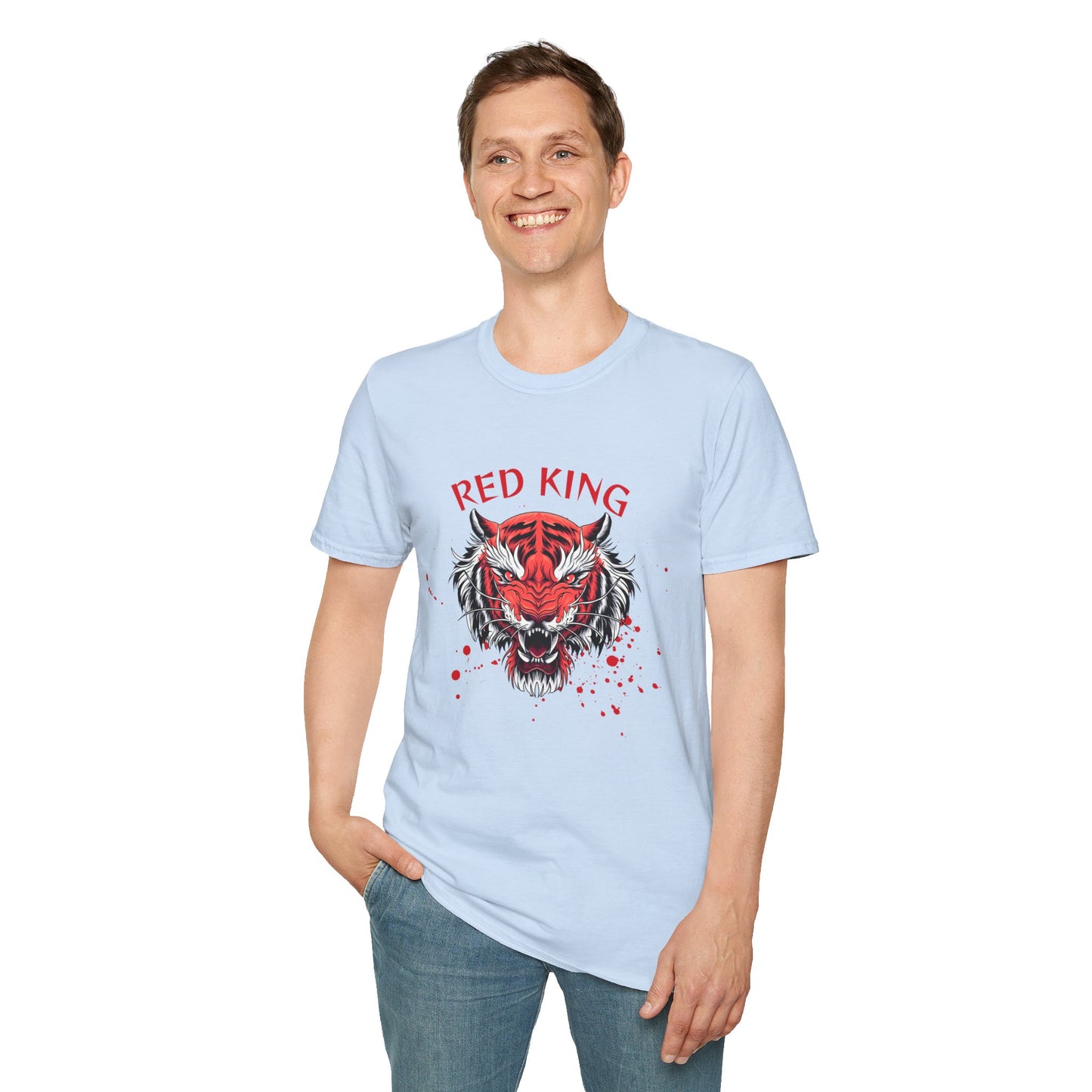 Fierce Red King Tiger T-Shirt, Bold Graphic Tee, Unisex Apparel, Streetwear Style, Gift for Animal Lovers