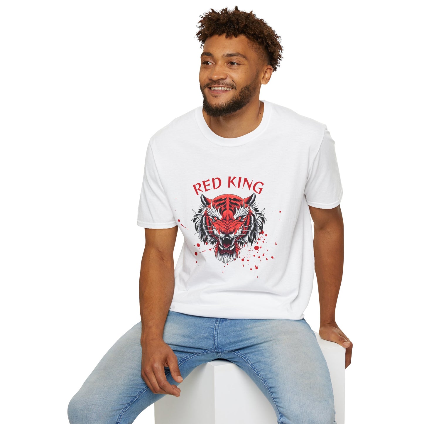 Fierce Red King Tiger T-Shirt, Bold Graphic Tee, Unisex Apparel, Streetwear Style, Gift for Animal Lovers