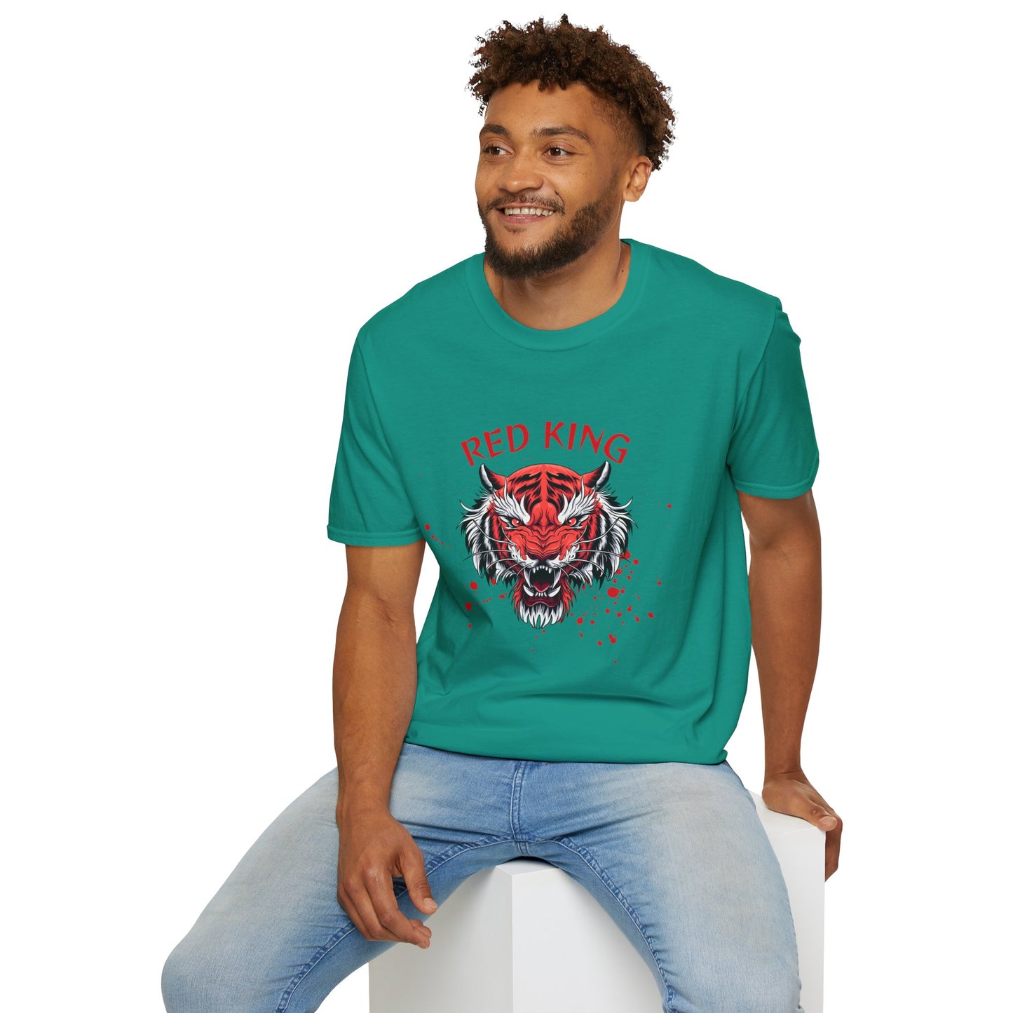Fierce Red King Tiger T-Shirt, Bold Graphic Tee, Unisex Apparel, Streetwear Style, Gift for Animal Lovers