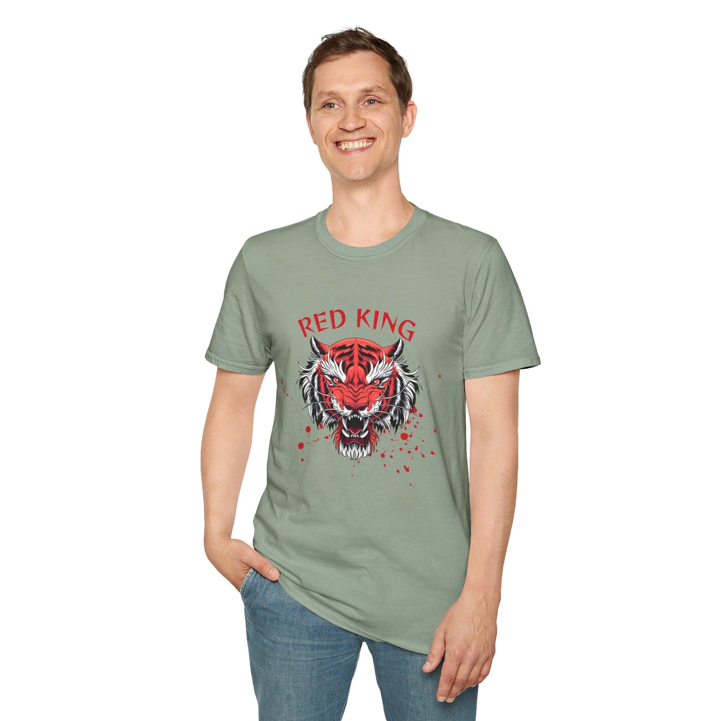 Fierce Red King Tiger T-Shirt, Bold Graphic Tee, Unisex Apparel, Streetwear Style, Gift for Animal Lovers