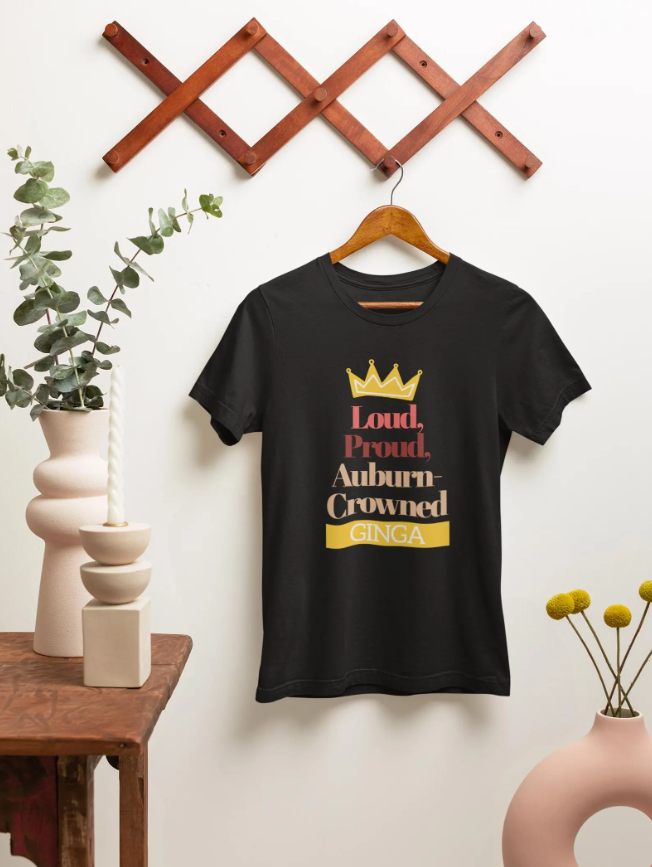 Proud Auburn Crowned Ginga T-Shirt - Unisex Heavy Cotton Tee, Gift for Her, Family Reunion, Birthday, Casual Wear, Motivational Tee
