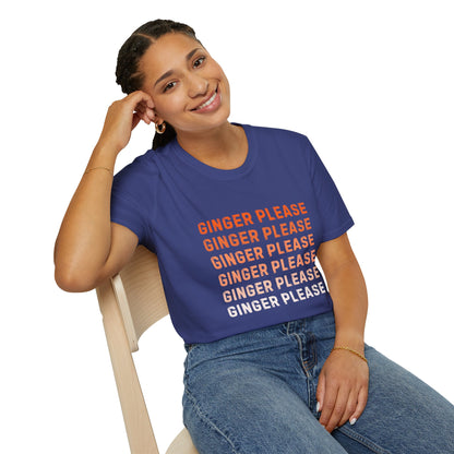 Ginger Please Unisex Softstyle T-Shirt, Funny Graphic Tee, Gift for Ginger Lovers, Casual Wear, Summer Fashion, Statement Shirt