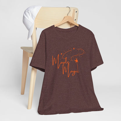 Maple Magic Unisex Tee, Cute Graphic Shirt, Fall Apparel, Seasonal Gift, Nature Lover T-Shirt, Cozy Vibes Fashion