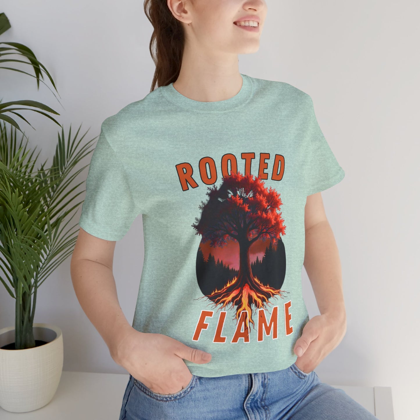 Rooted Flame Unisex Tee - Nature-Inspired Graphic Shirt, Casual Wear, Gift for Nature Lovers, Eco-Friendly Fashion, Fall Vibes